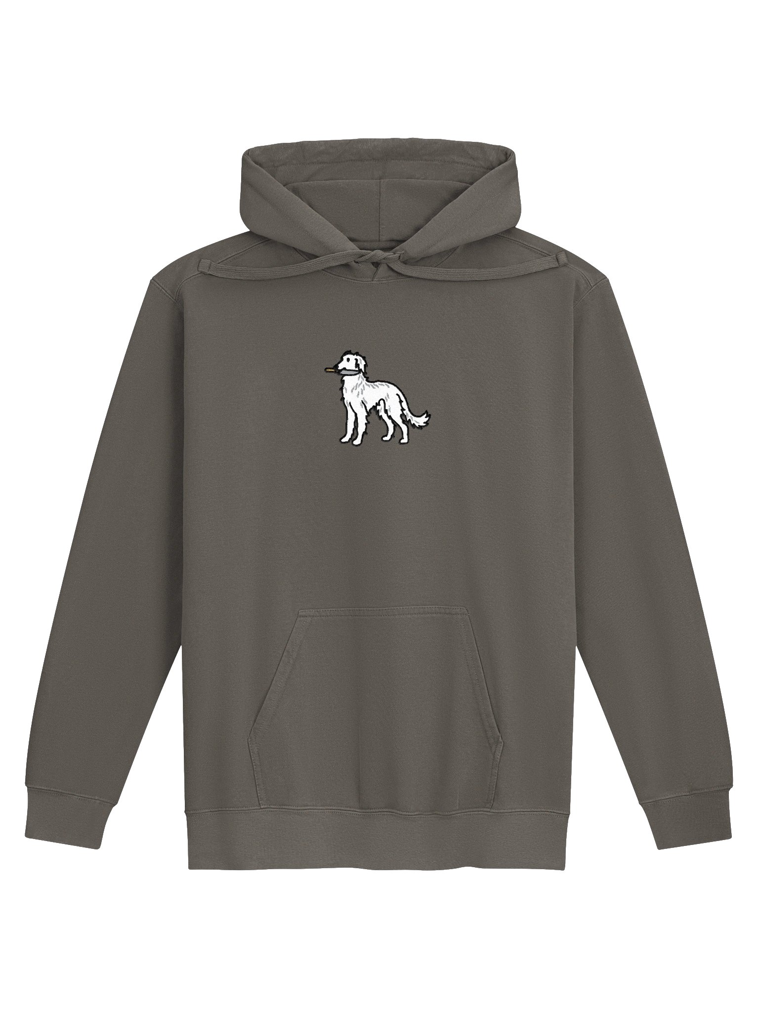 Funny Chibi-Style Borzoi(White) Embroidered Premium Hoodie product image (1)