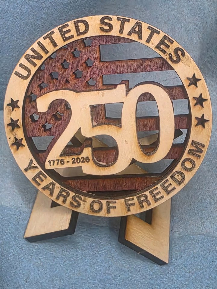America 250 Commemorative Wooden Plaque with Stand (1776–2026) product image (1)