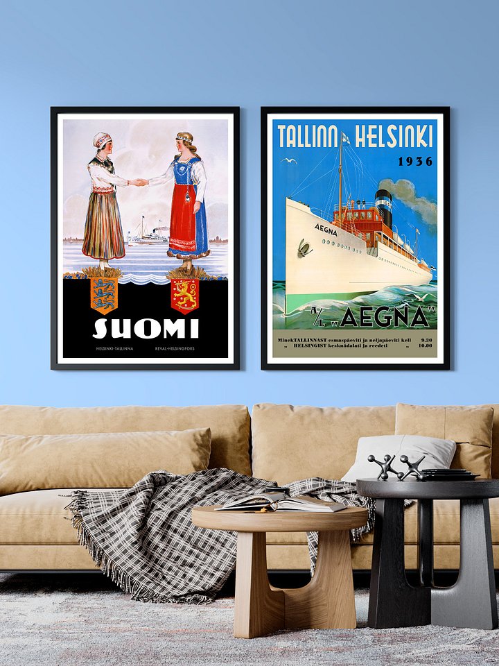 Tallinn-Helsinki cruise travel, Aegna, Finland - Estonia, 1936 — retro vintage travel poster, retro travel art, retro travel wall art product image (2)