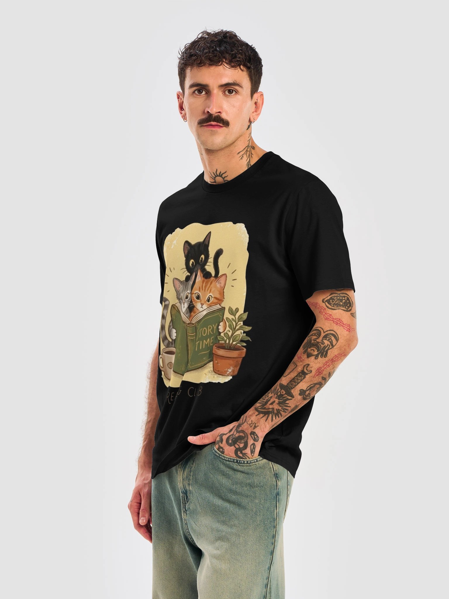 Vintage Cozy Cat Reading Club T-Shirt 📚🐱 product image (33)