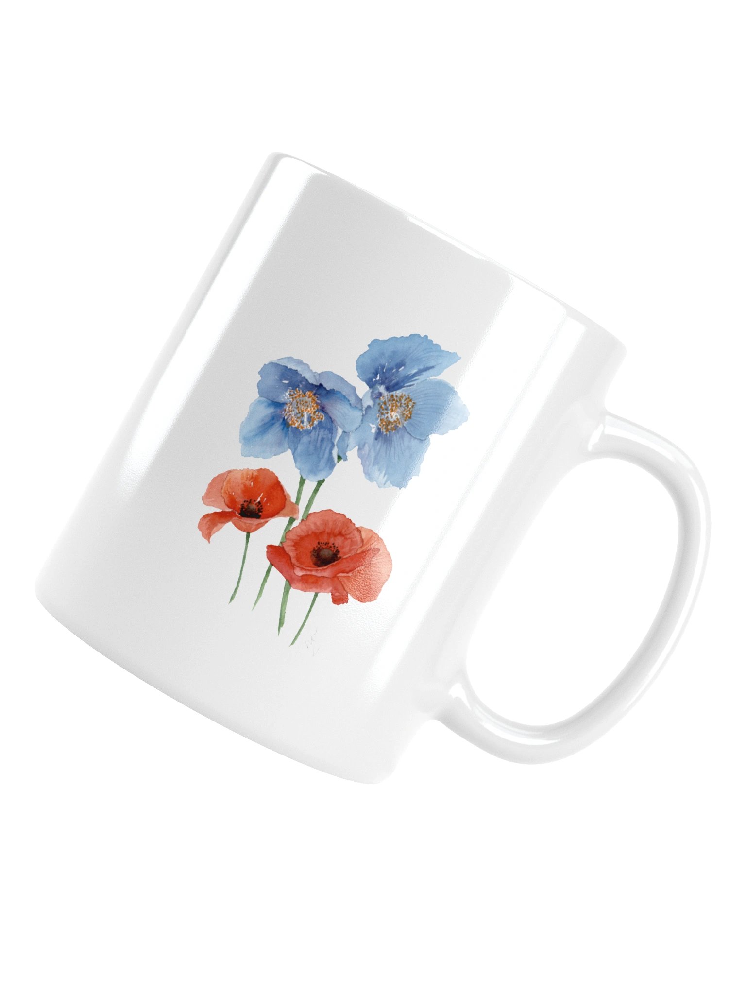 Blue and Red Po ppy DuoWhite Glossy Mug product image (5)