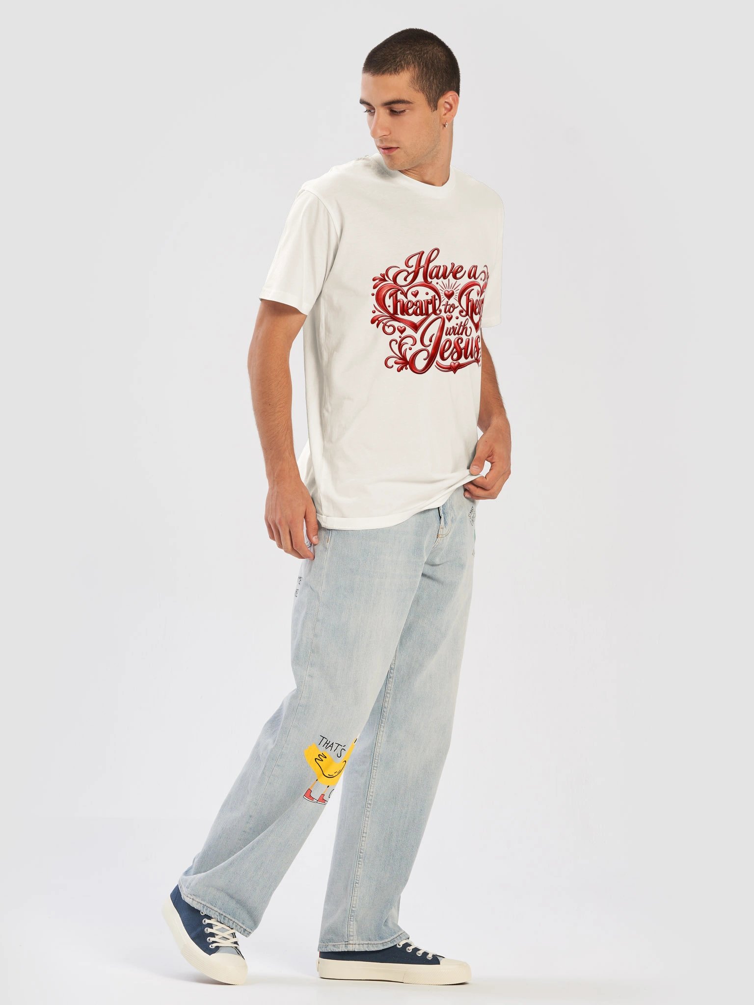 Red — Have a Heart-to-Heart with Jesus | Then Watch GOD Move Red Christian Premium Unisex T-Shirt product image (5)