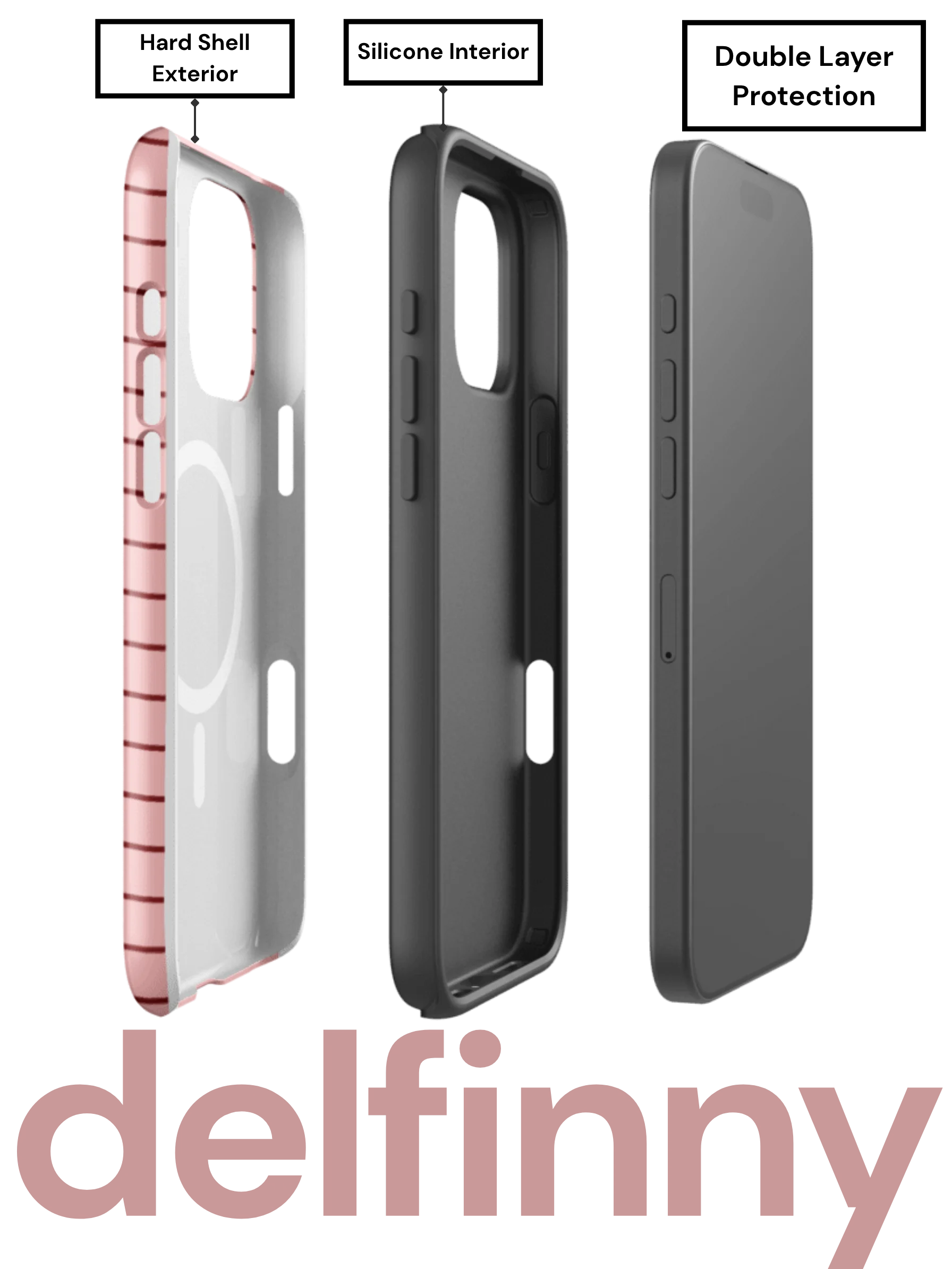 Horizontal Striped Phone Case for iPhone – MagSafe Compatible (Glossy Burgundy and Blush Pink) product image (2)