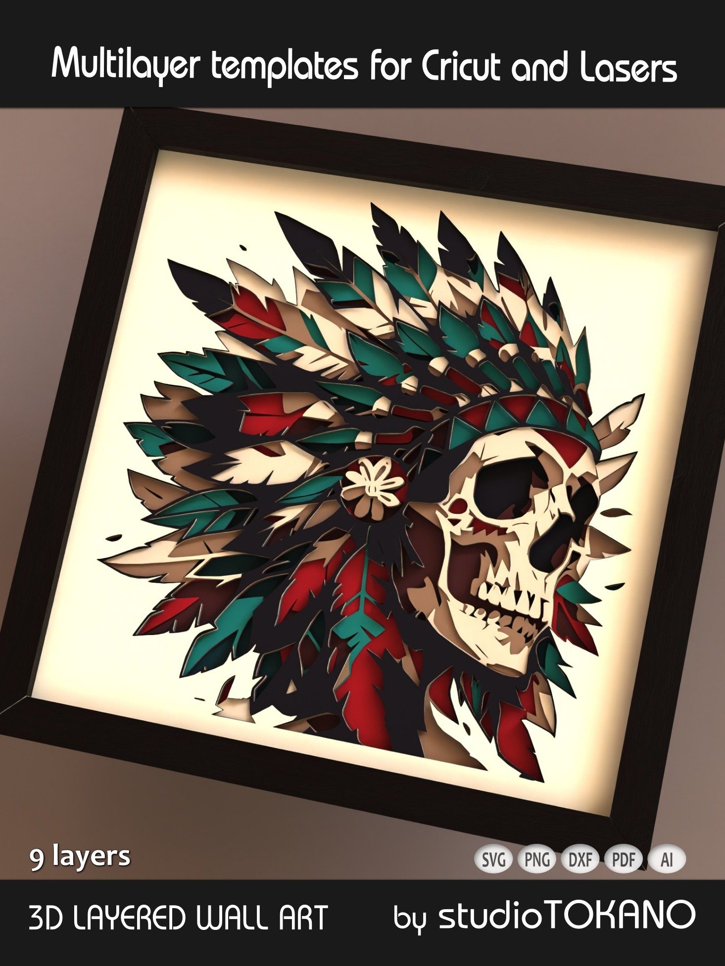 Headdress Skull Multi layered Shadowbox product image (4)