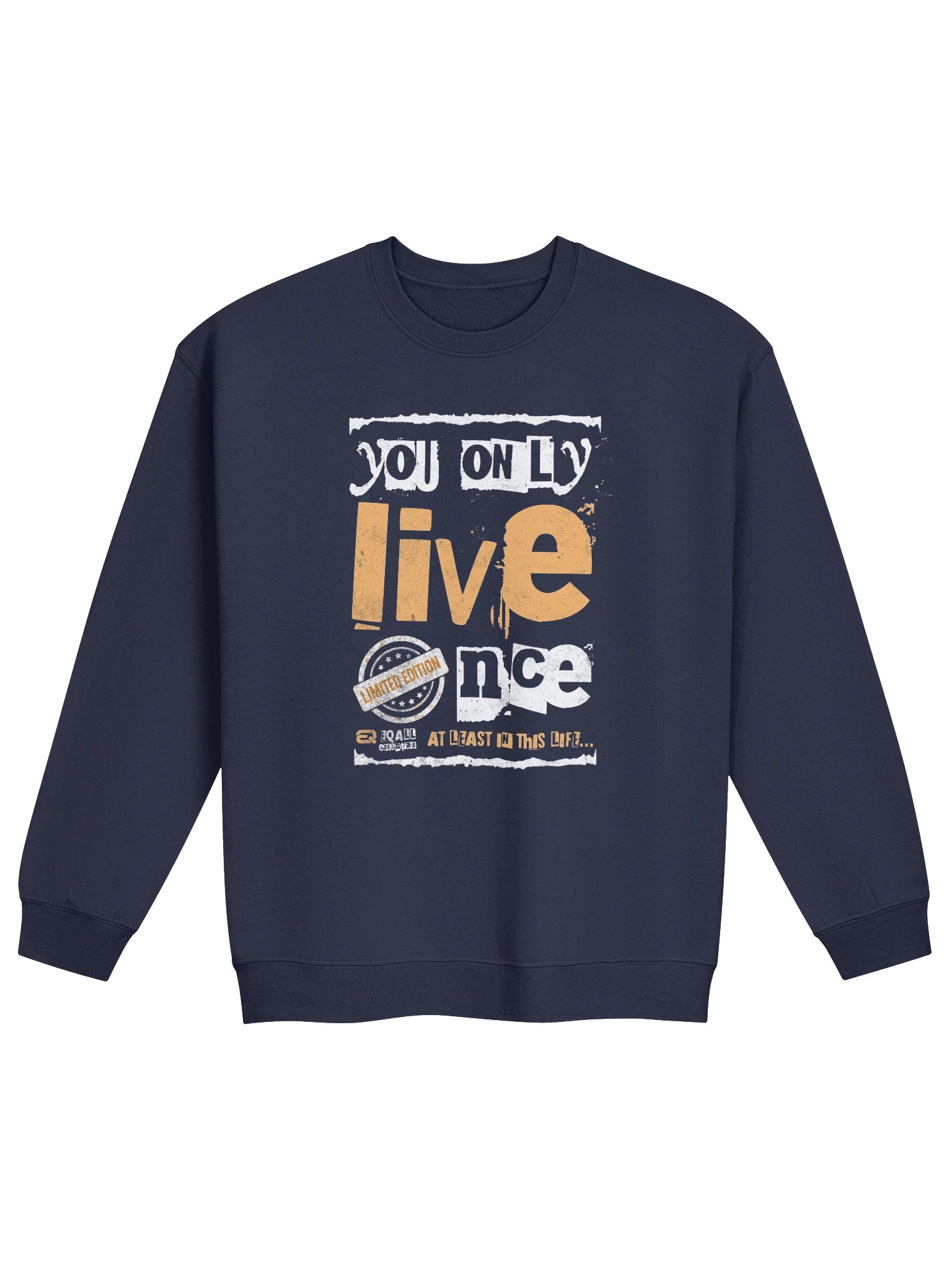 You Only Live Once! Crewneck Gildan Sweatshirt_R3CVR.i mode by EQALL® Essentials_Mustard product image (13)