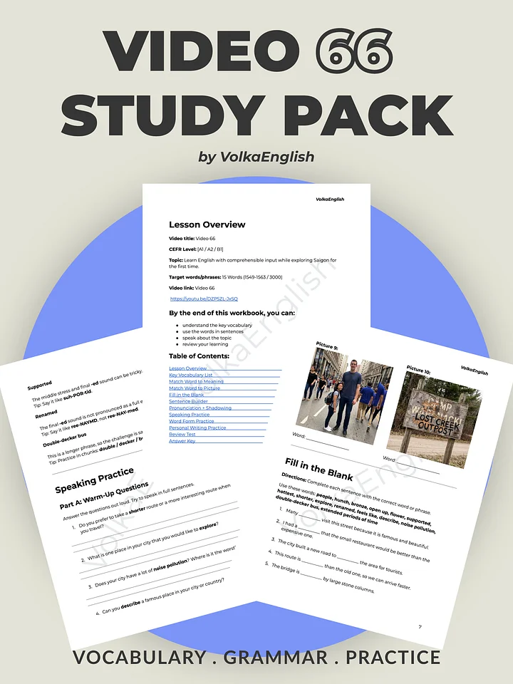Speak English Naturally With Me | Easy Comprehensible Input Vlog - Video 66 Study Pack product image (1)