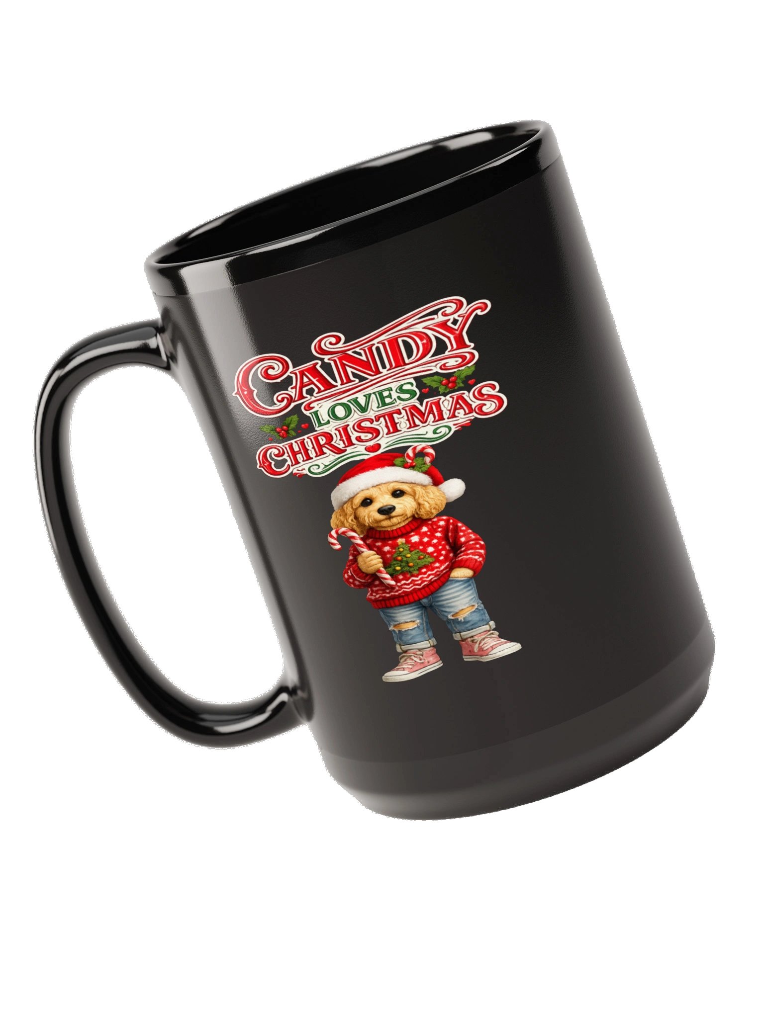 Candy Loves Christmas Black Mug product image (5)