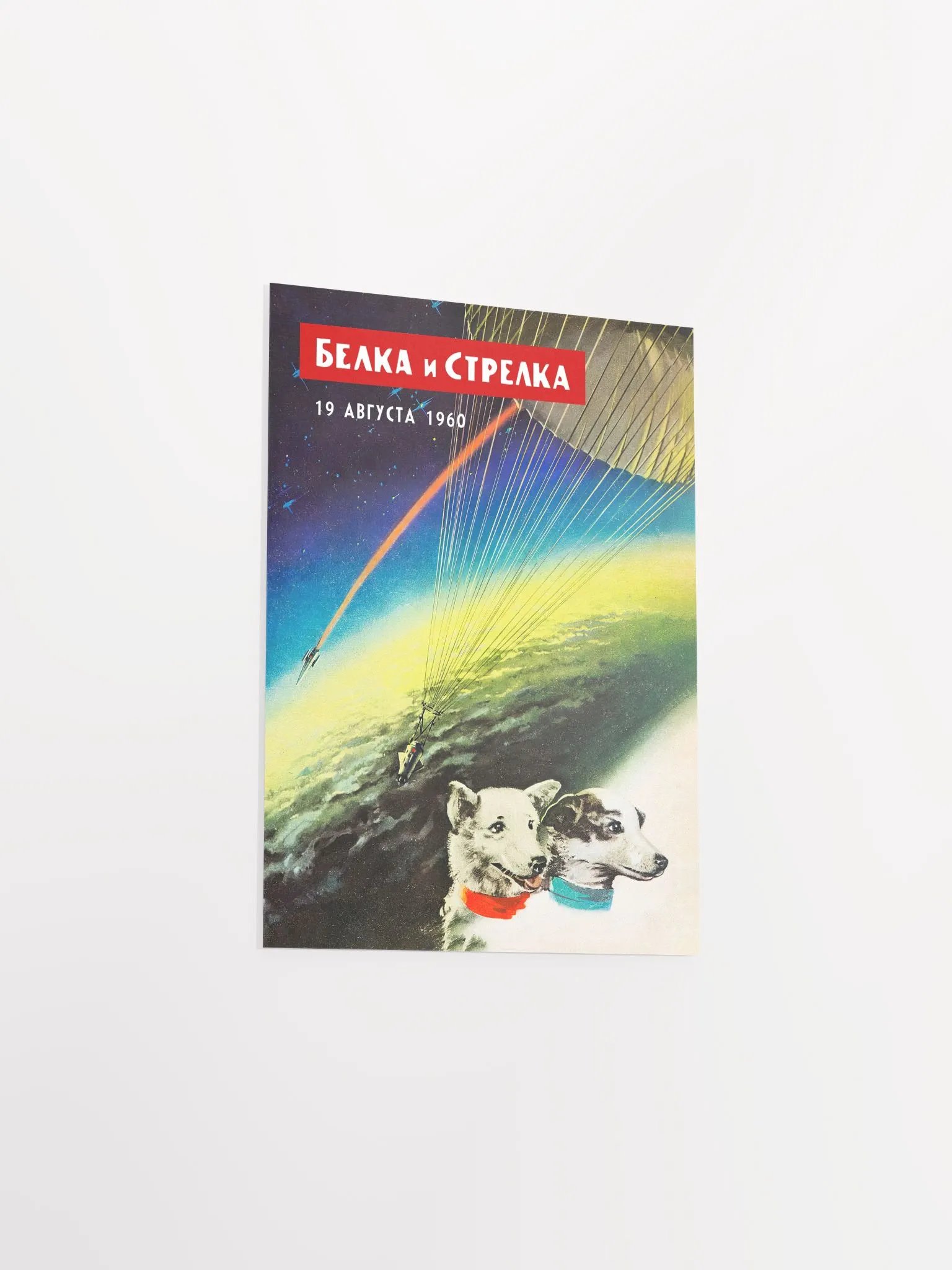 Belka and Strelka, USSR, 1960 (First Soviet space dogs) — Soviet vintage space art poster, soviet poster, propaganda poster, soviet retro space, space wall art product image (8)
