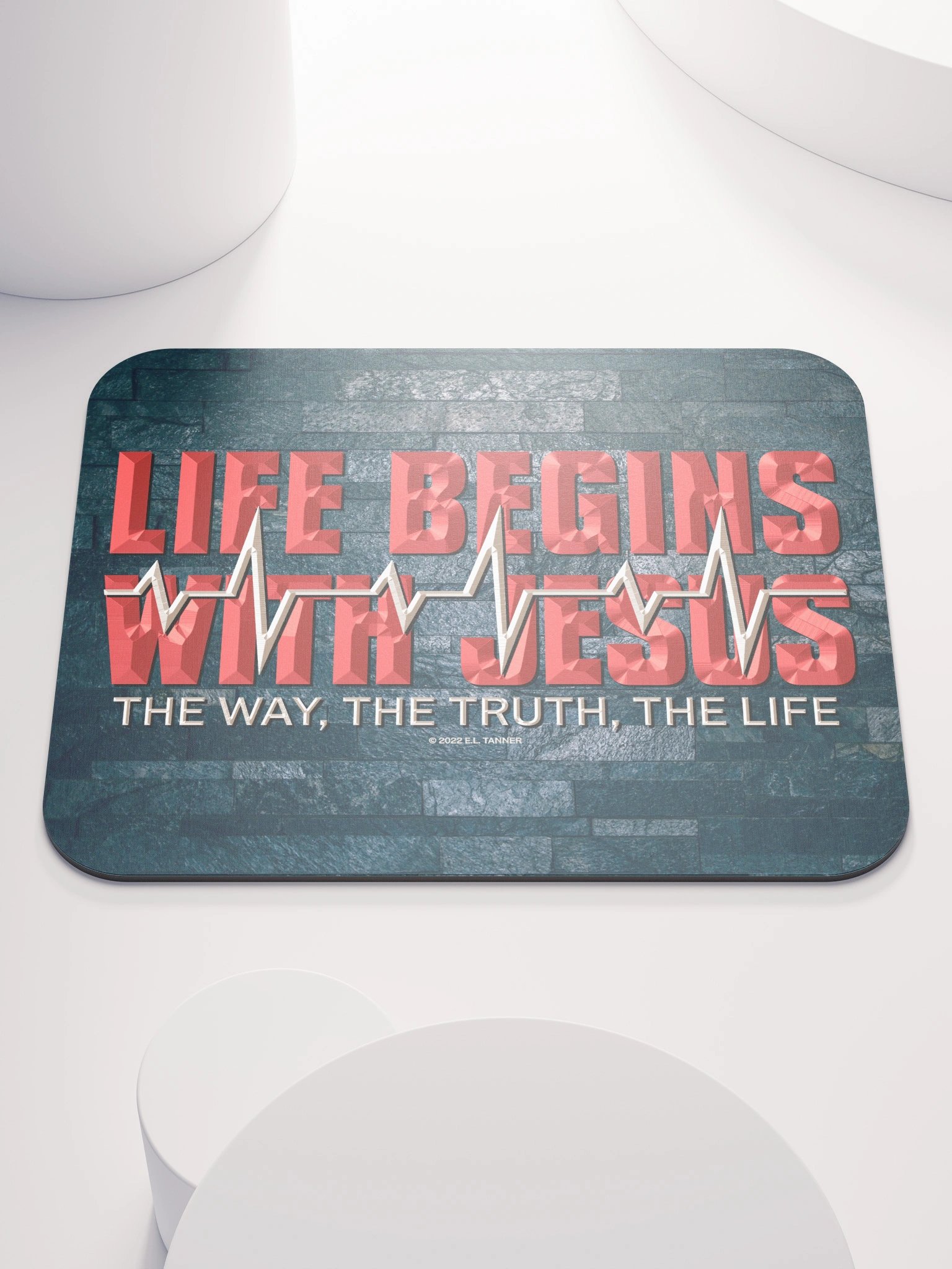 Life begins With Jesus, Blk Mouse Pad BV product image (1)