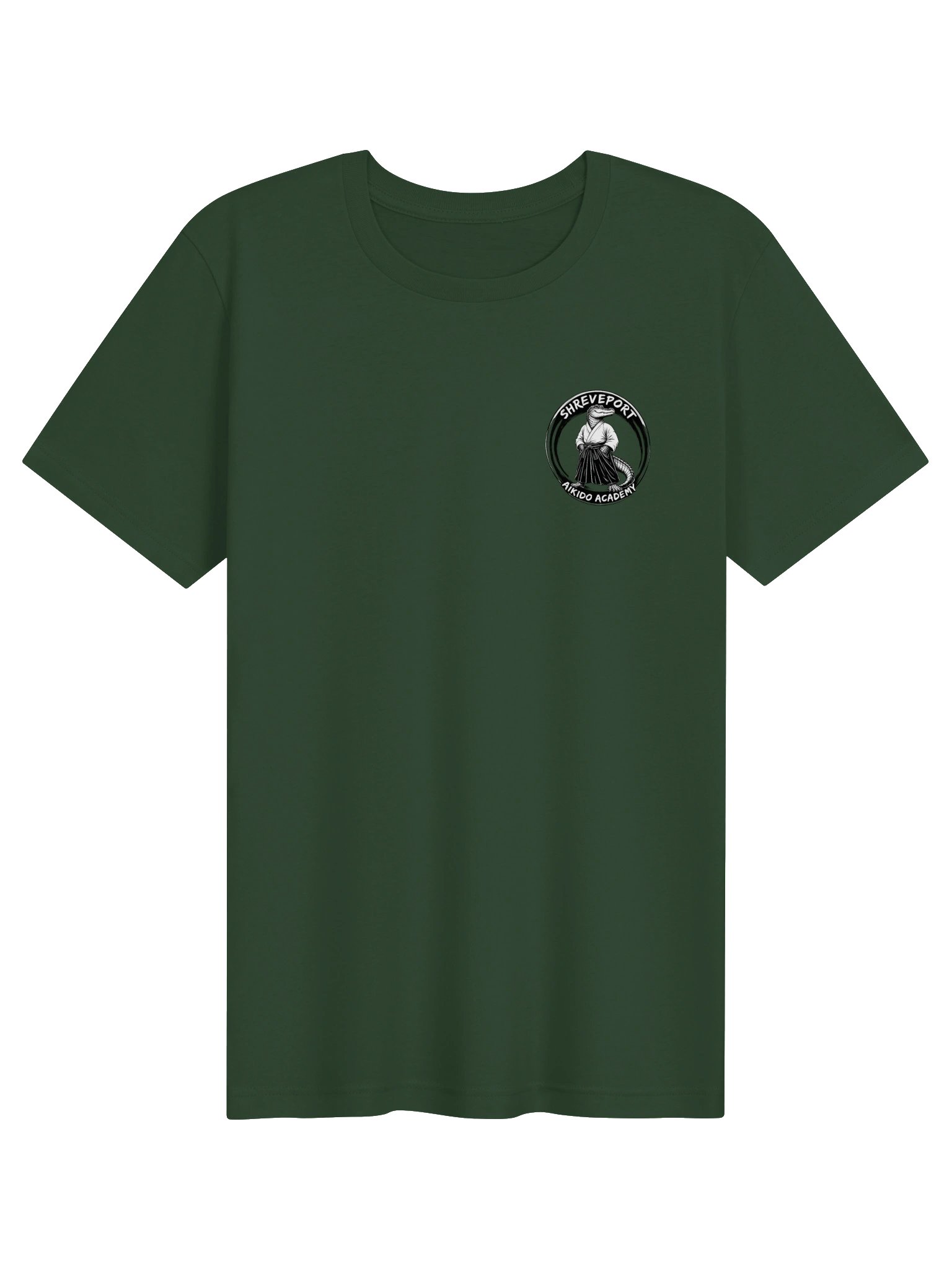 Light T-shirt with small Shreveport Aikido Academy logo