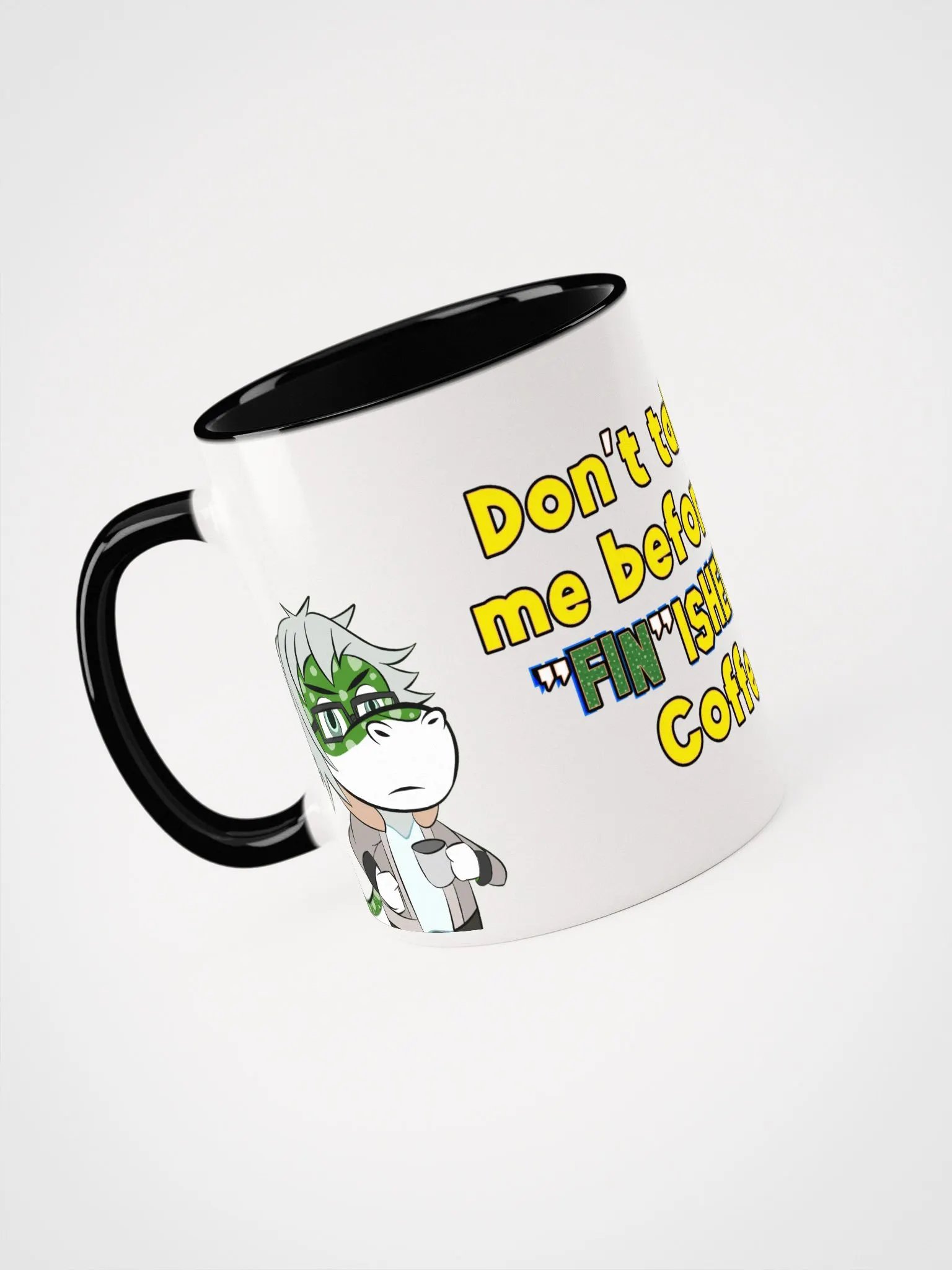 Ikari Ceramic Cup - "Don't Talk to me before I've "Fin"ished my Coffee!" product image (3)