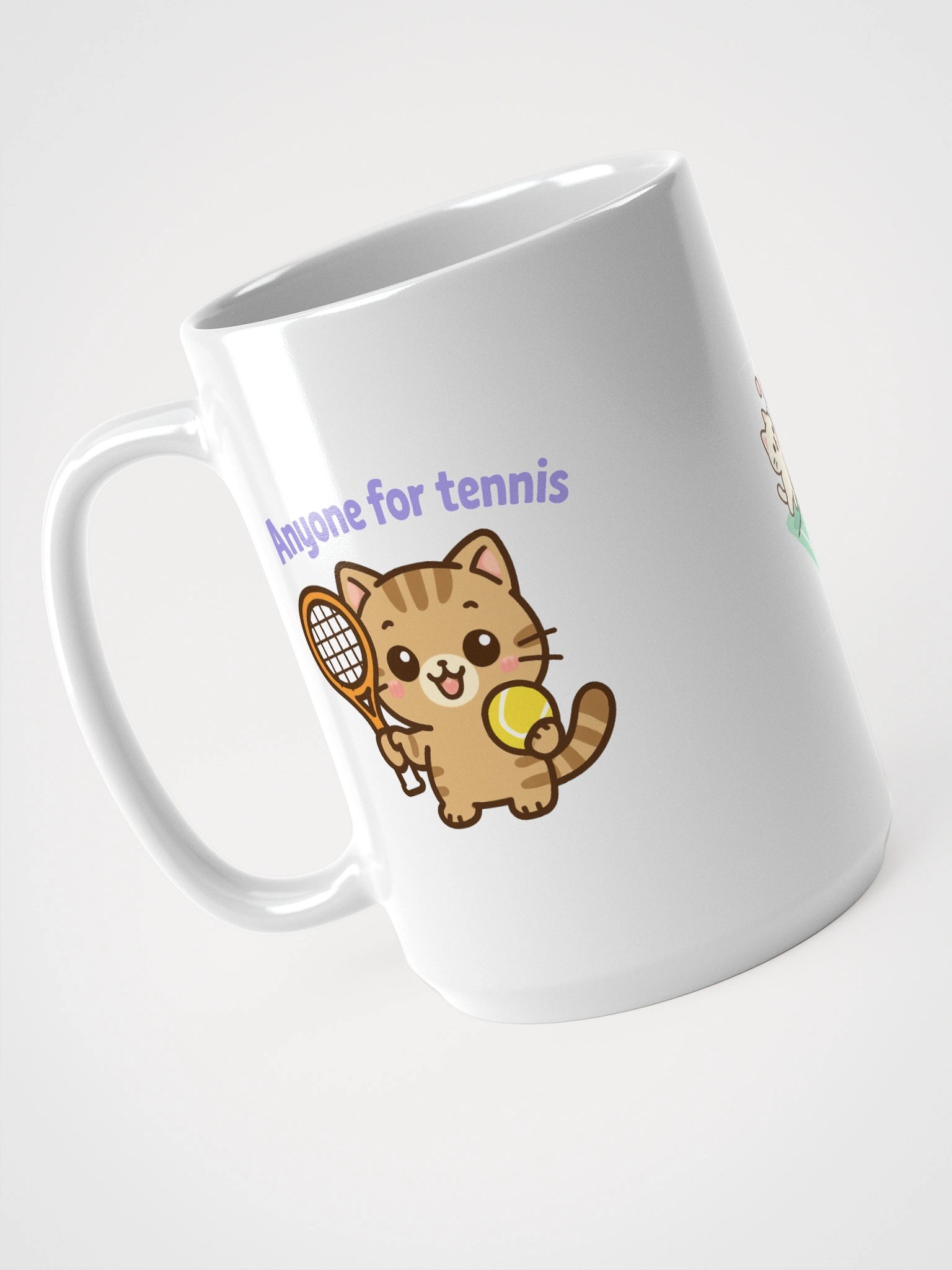 Tennis Cat White Glossy Mug product image (4)