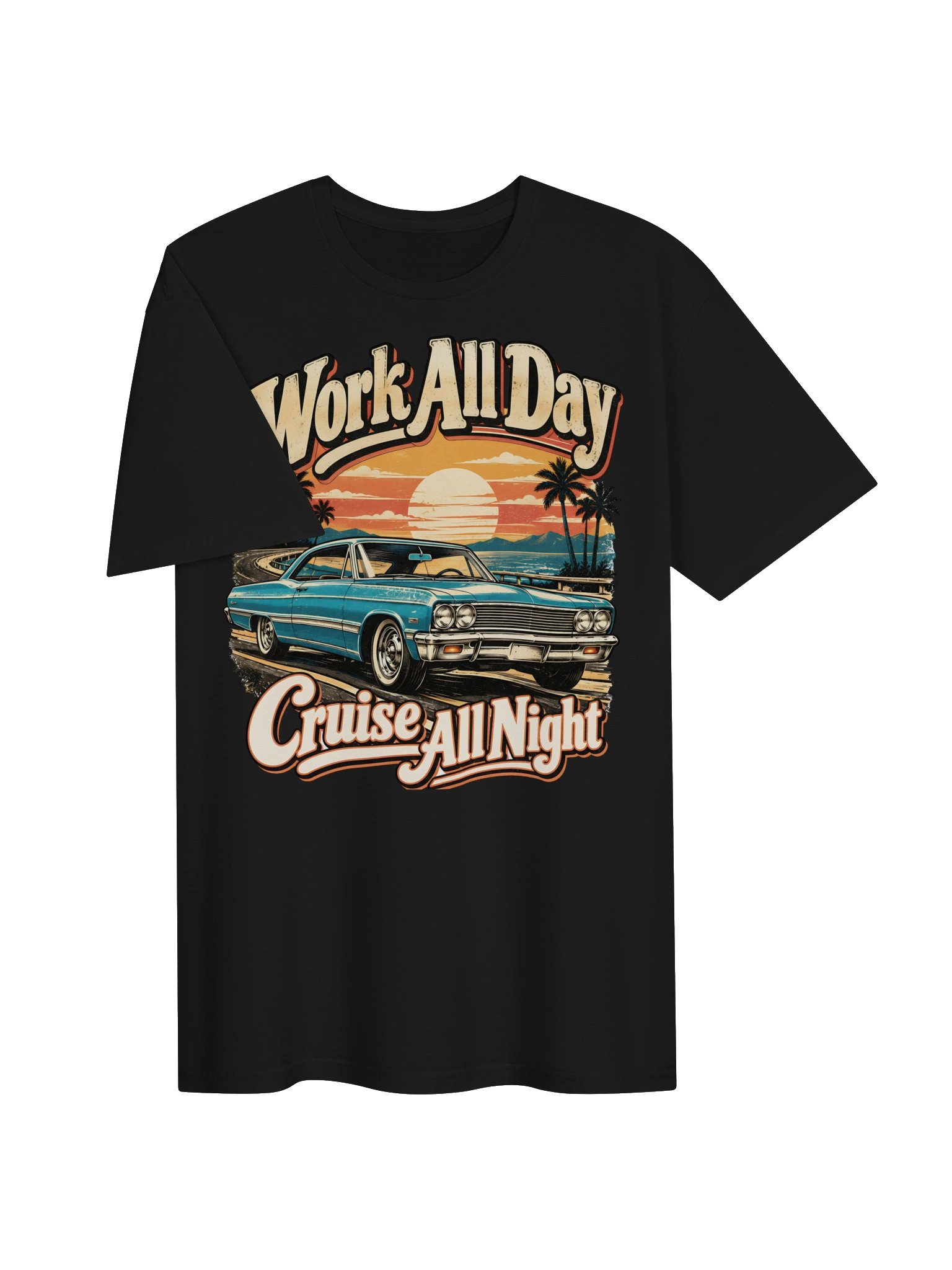 Work All Day Cruise All Night Retro Car Tee product image (29)
