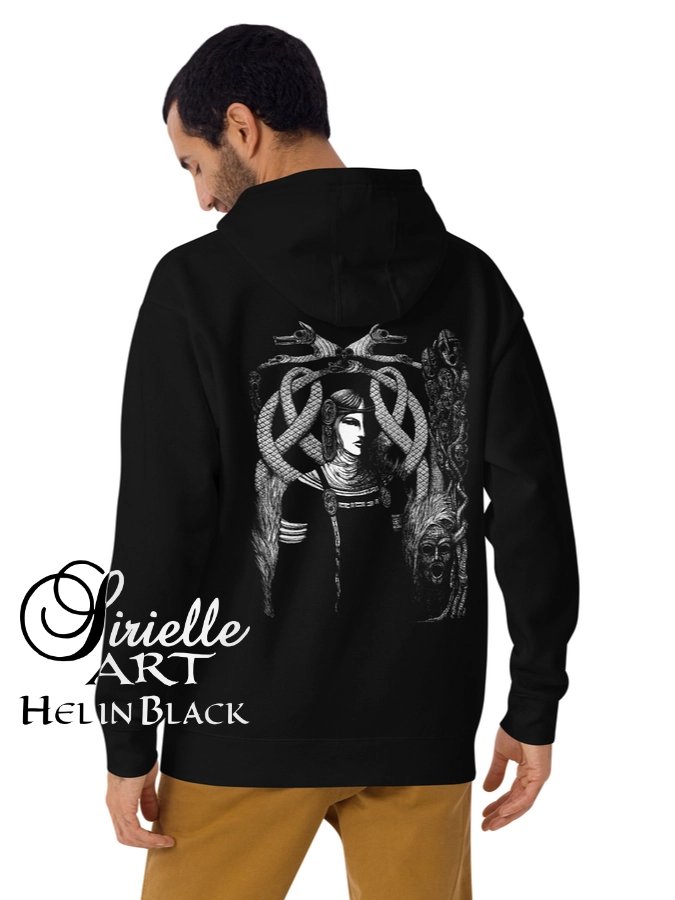 Hel in Black · Unisex Hoodie Front & Back 2 in 1 Print product image (2)