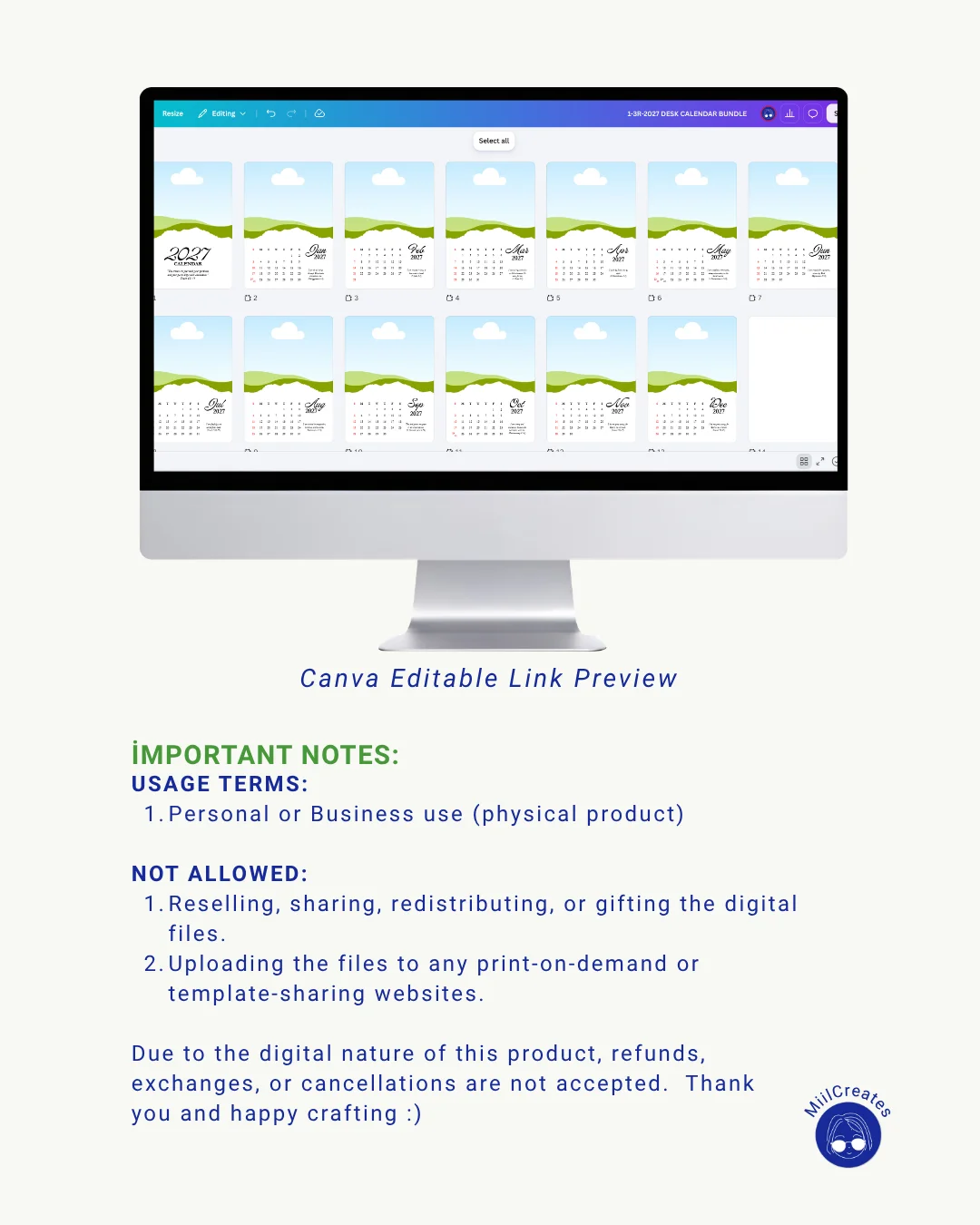 2027 Desk Calendar Template product image (3)