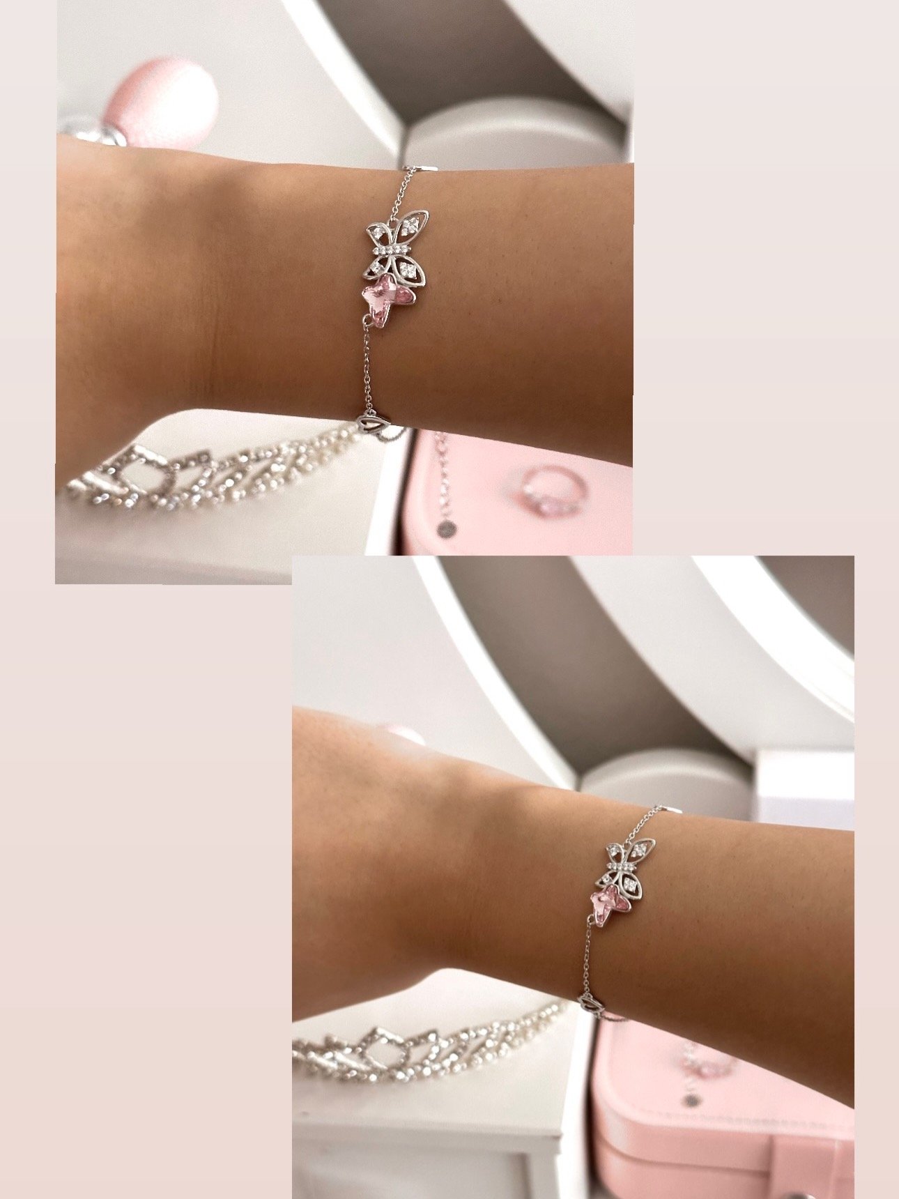 Pulsera de Ada Sweet con mariposas y corazones (Plata de ley 925) product image (3)