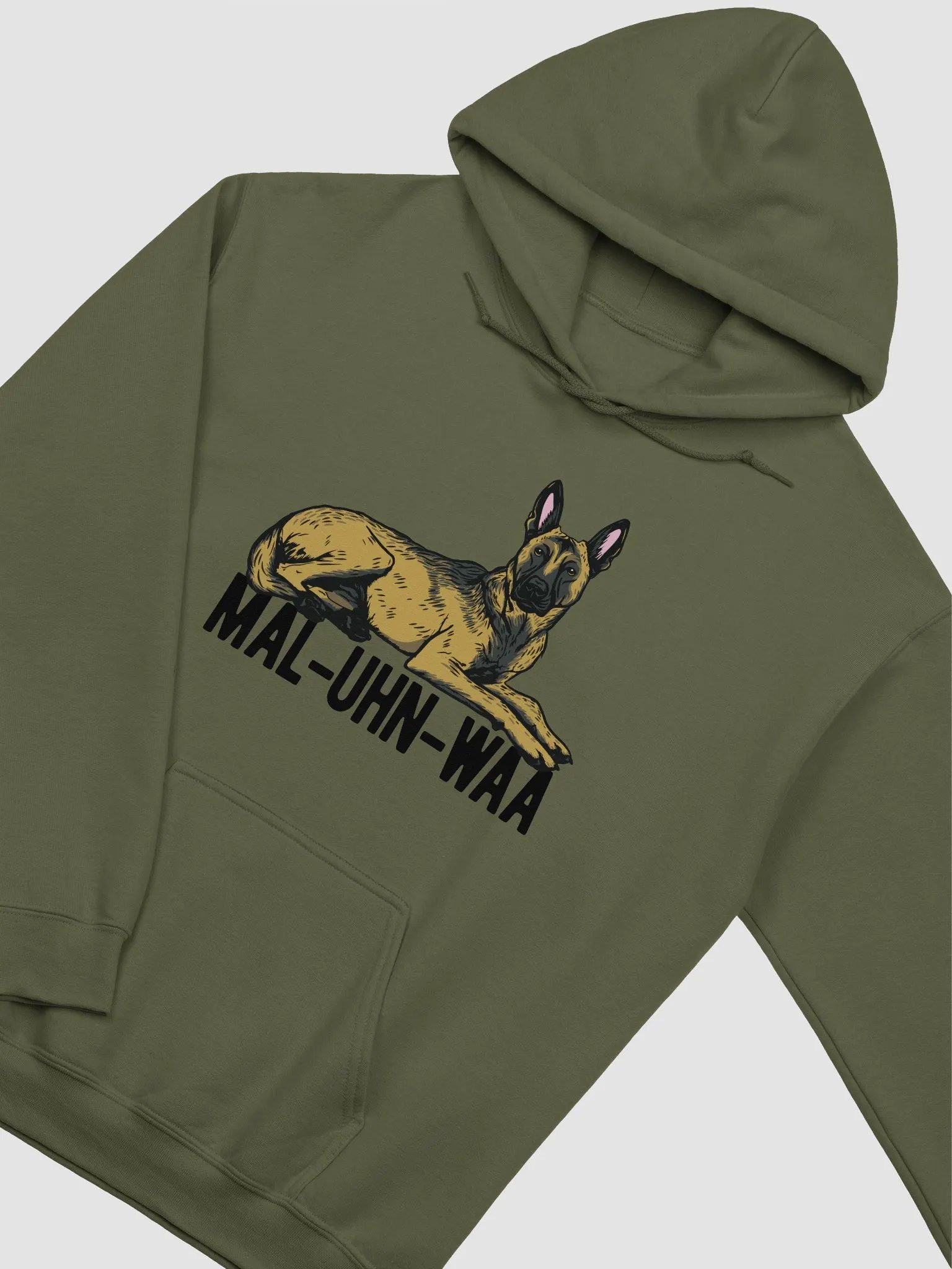 Mal-Uhn-Waa Hooded Sweatshirt of a Belgian Malinois | Funny Hoodie for Belgian Malinois and Herding Dog Owners product image (5)