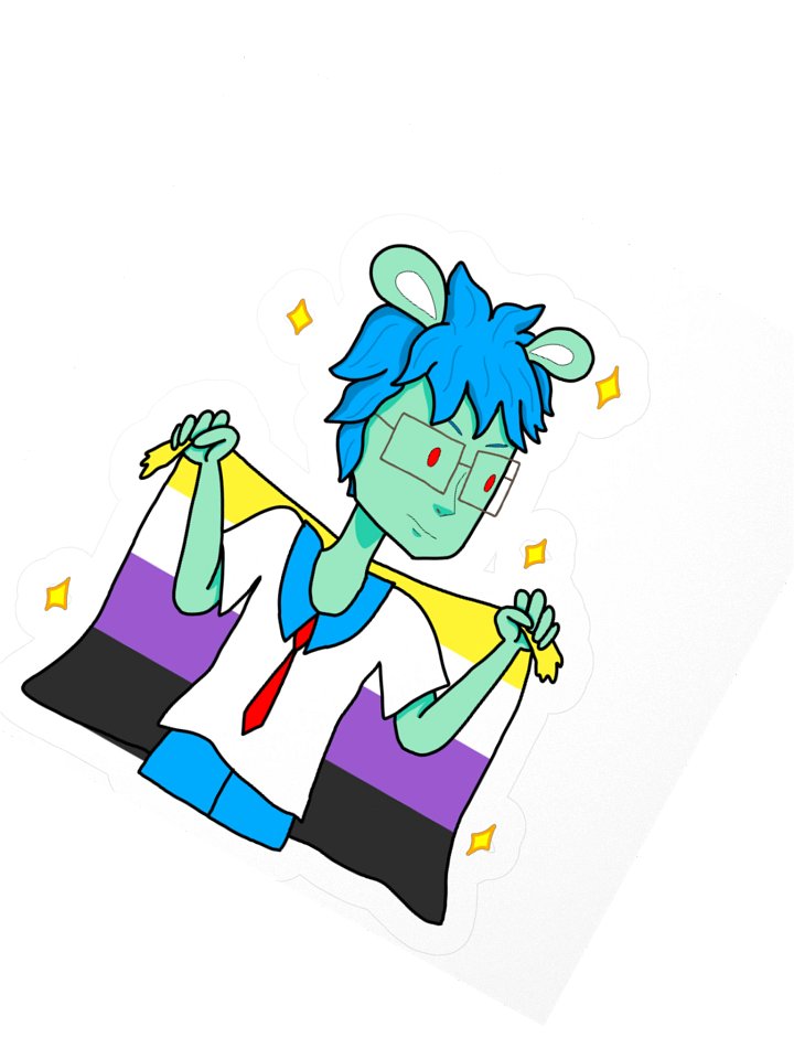 Nonbinary flag kiss cut sticker (featuring Yuxuan) product image (2)