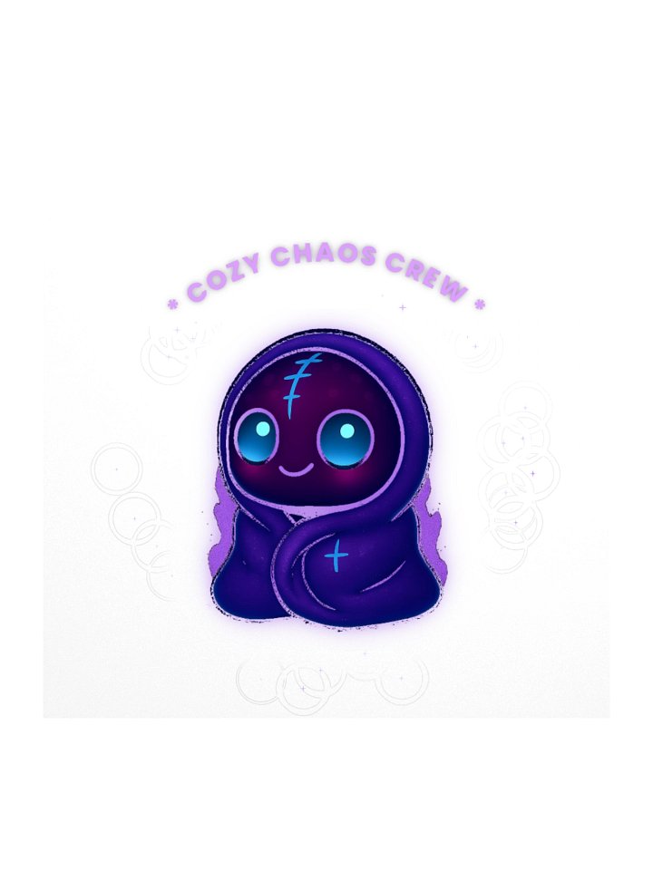 Cozy Chaos Cloaked Mascot — Kiss‑Cut Sticker product image (1)