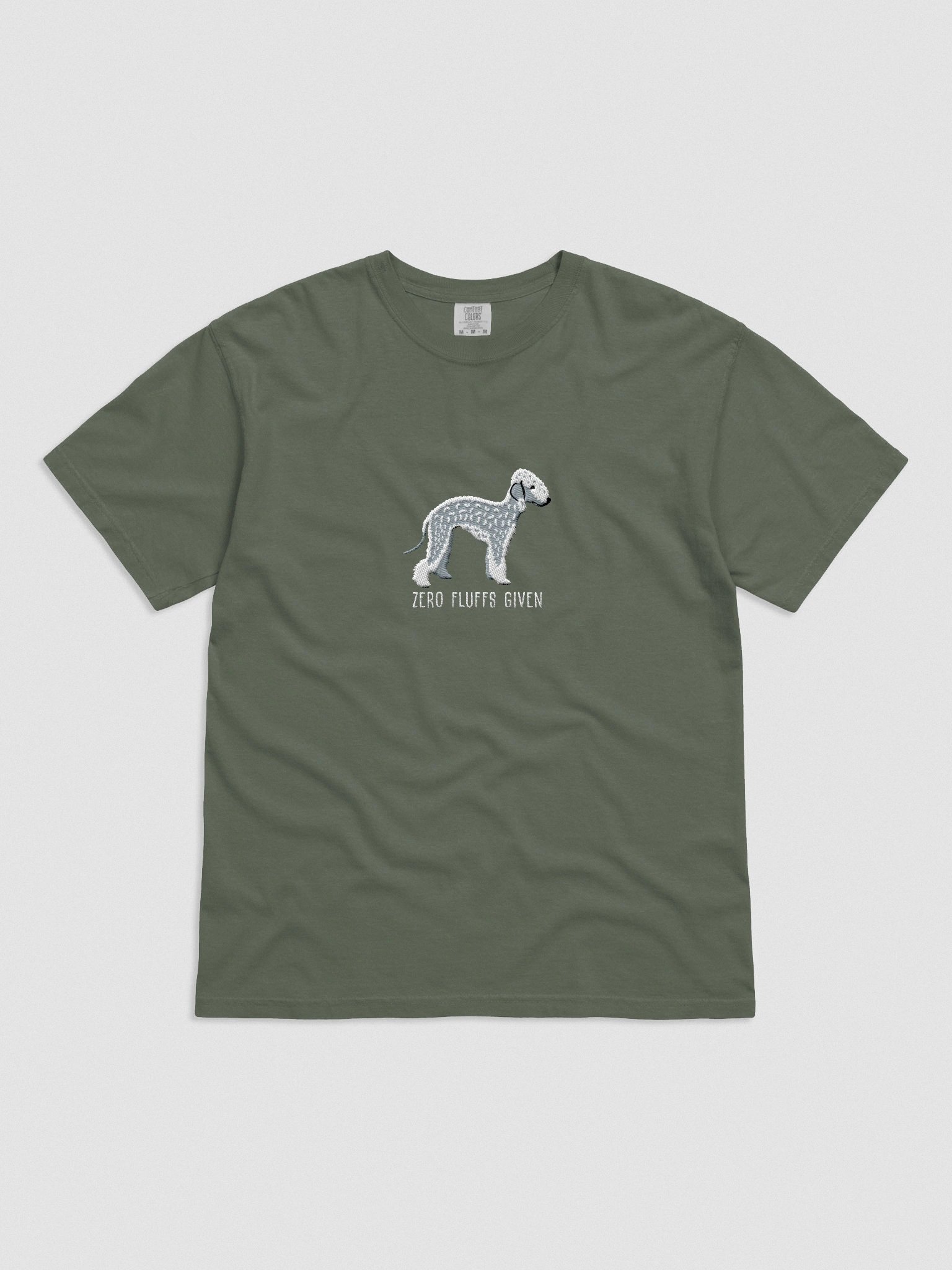 Zero Fluffs Given T-Shirt(Embroidered) of a Bedlington Terrier(Blue) product image (4)