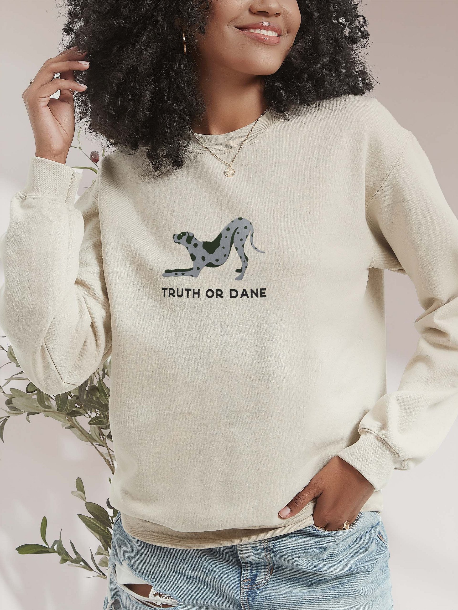 Truth or Dane Sweatshirt (Embroidered) of a Great Dane(Blue Merle) product image (2)