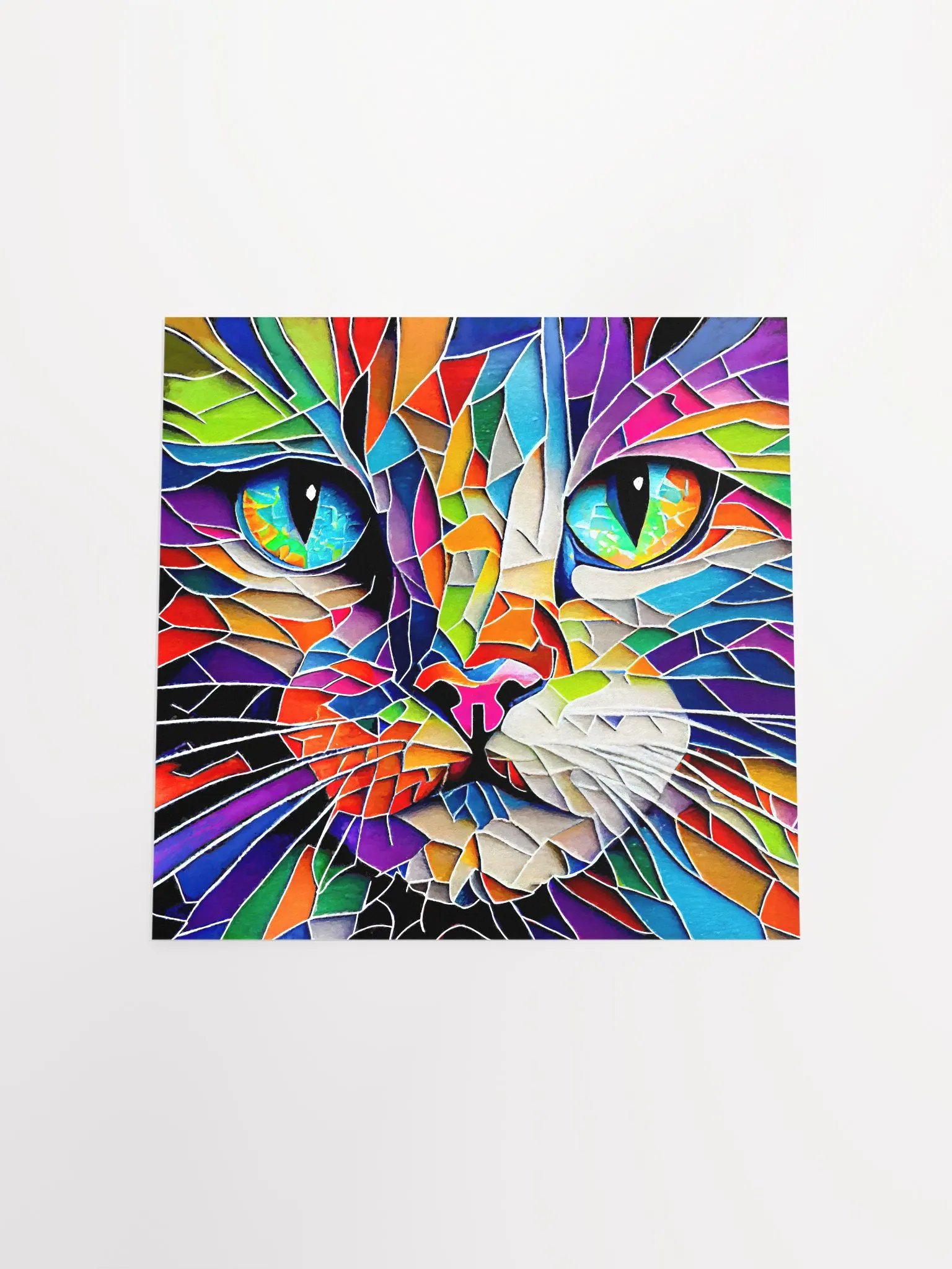Vibrant Mosaic Style Cat Studio Art Print product image (4)
