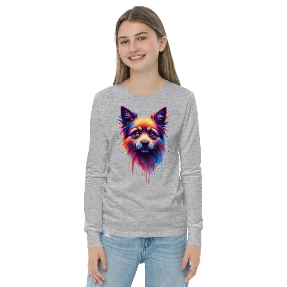 Vibrant Pup Portrait Youth Long Sleeve Tee product image (20)