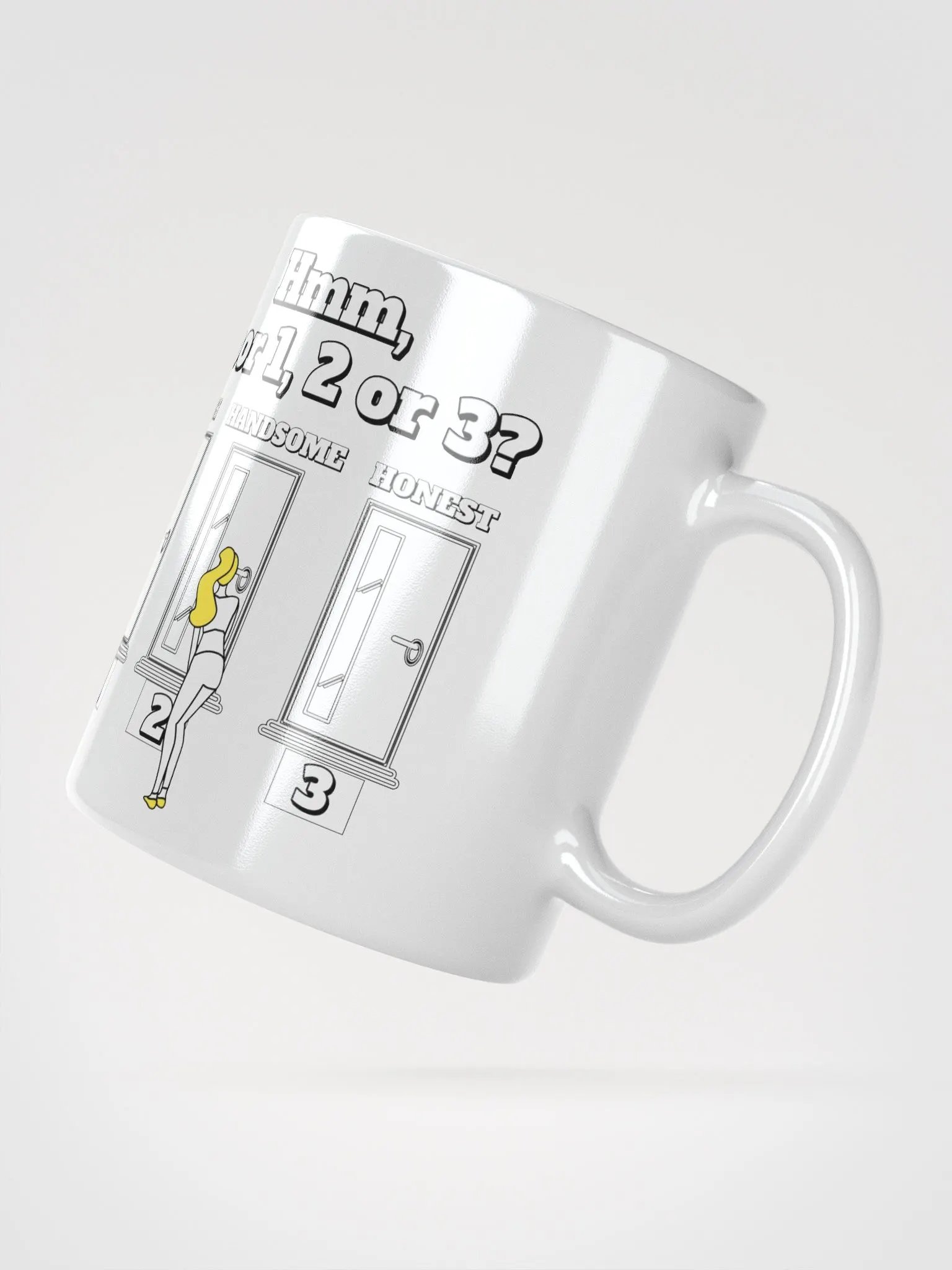 Hmm, Door 1, 2, 3? Funny Humorous White Mug product image (4)