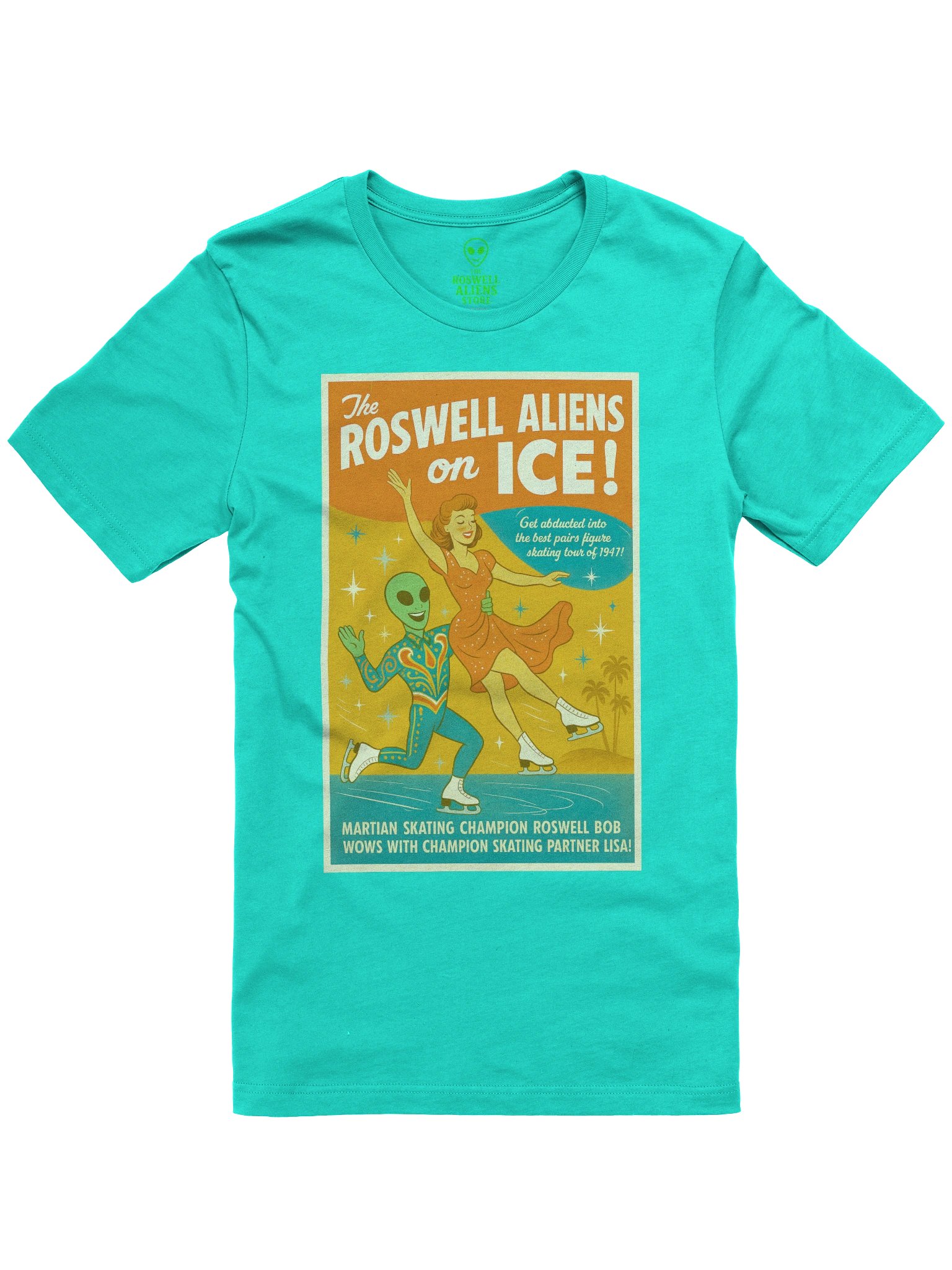 Roswell Aliens on Ice! Figure Skating Tour 1947 Retro Concert Tee Fit Unisex T-Shirt product image (61)