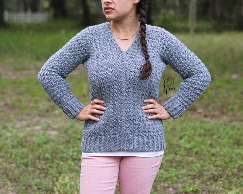 Textured Pullover - PDF Crochet Sweater Pattern & Video Tutorial product image (1)