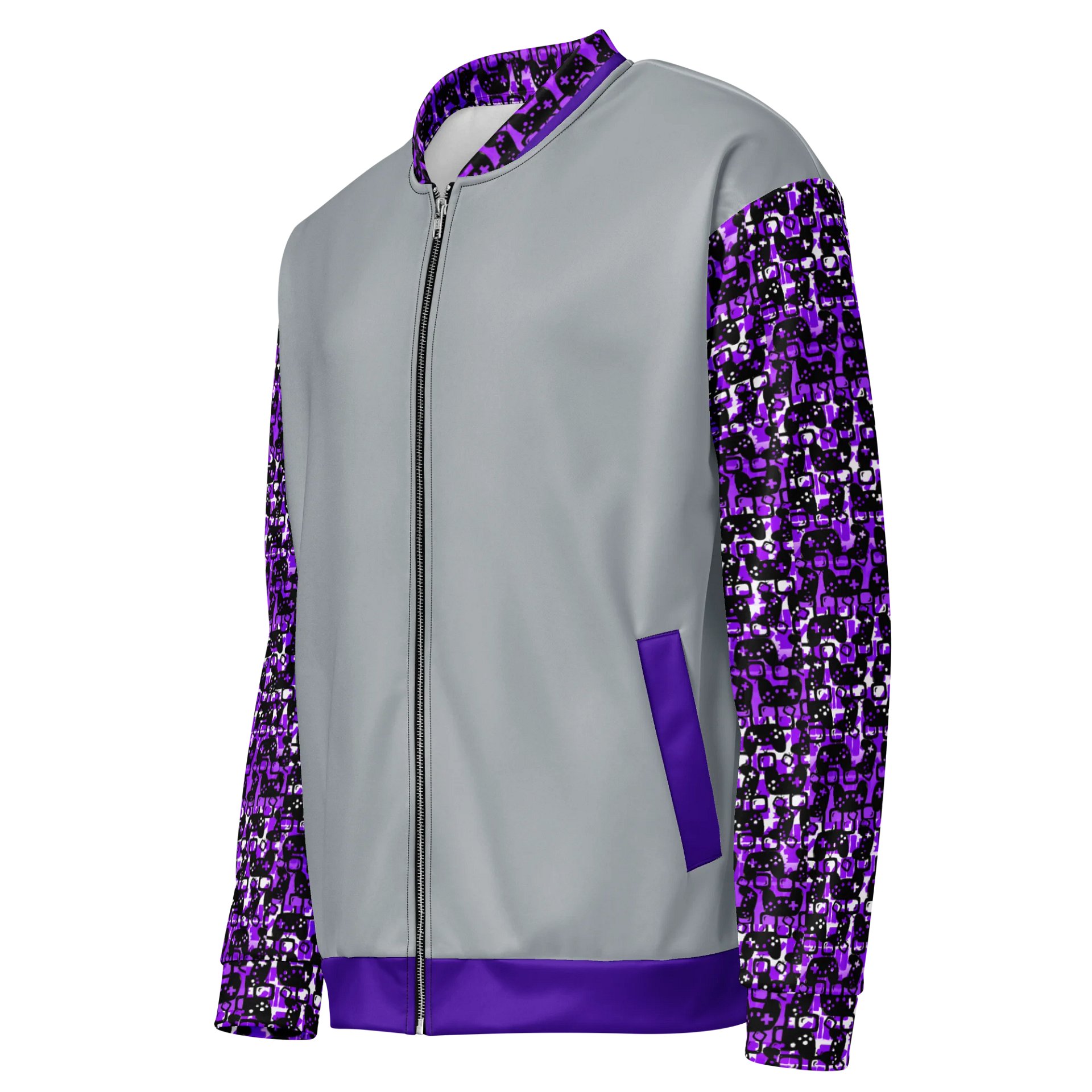 Experience Stories Unisex Bomber Jacket (Purple, Gray, and Black) product image (4)