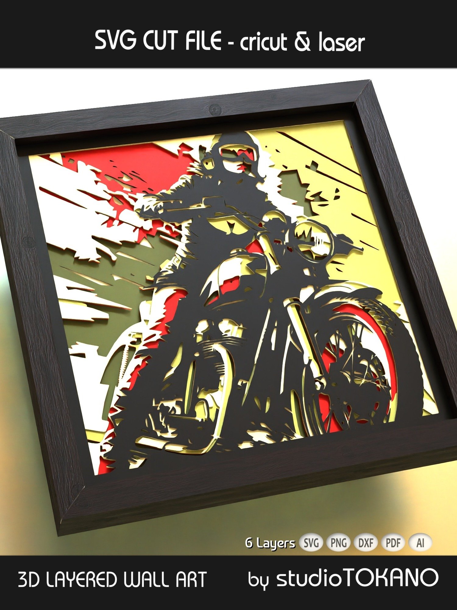 Biker Girl 3D Shadow Box SVG product image (4)