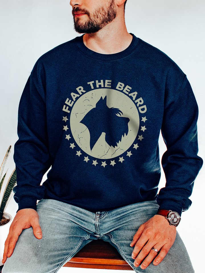 Fear the Beard (White) Sweatshirt | Retro-Style Shirt for Schnauzer Dog Owners product image (2)