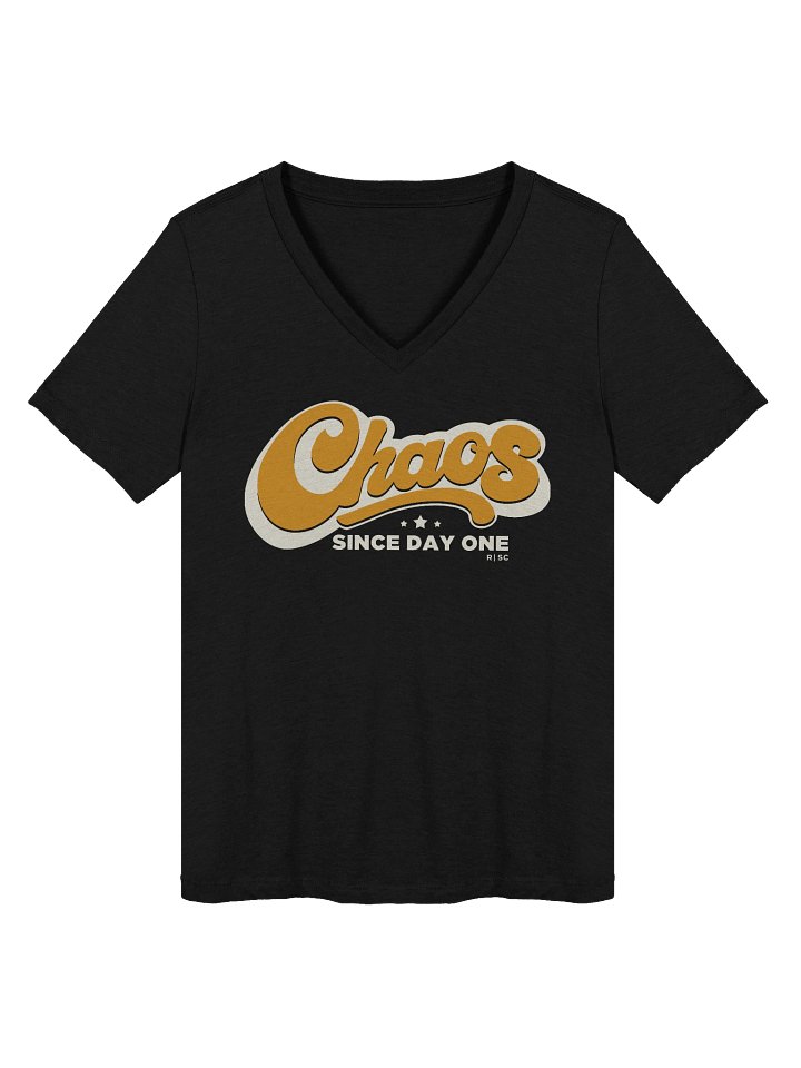 Chaos Since Day One V-neck T-shirt (Orange) product image (1)