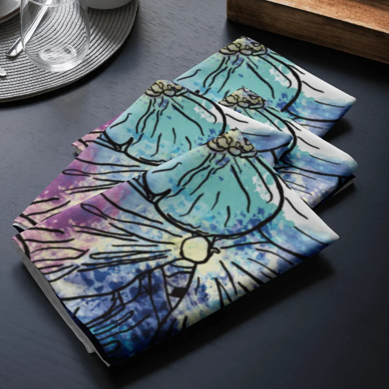 🌸 Hydrangea Blooms | Set of 4 Cloth Napkins | Monique Faella Designs™ | Coastal Floral Table Linens | product image (12)