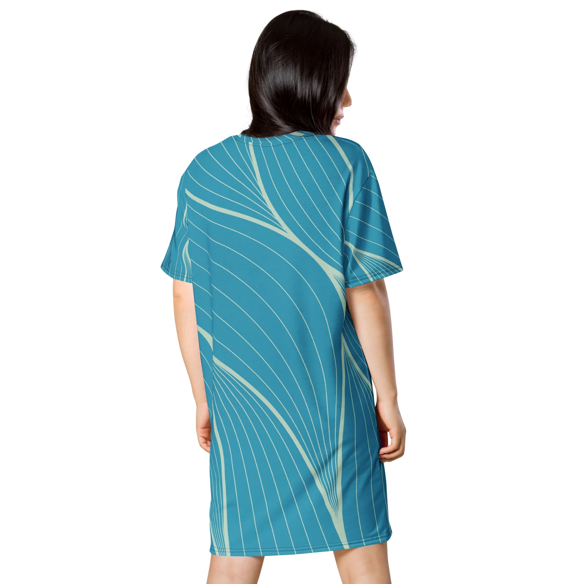 Stunning Teal Wave Oversized T-Shirt Dress - Exclusive TDSMUSIC Design product image (2)