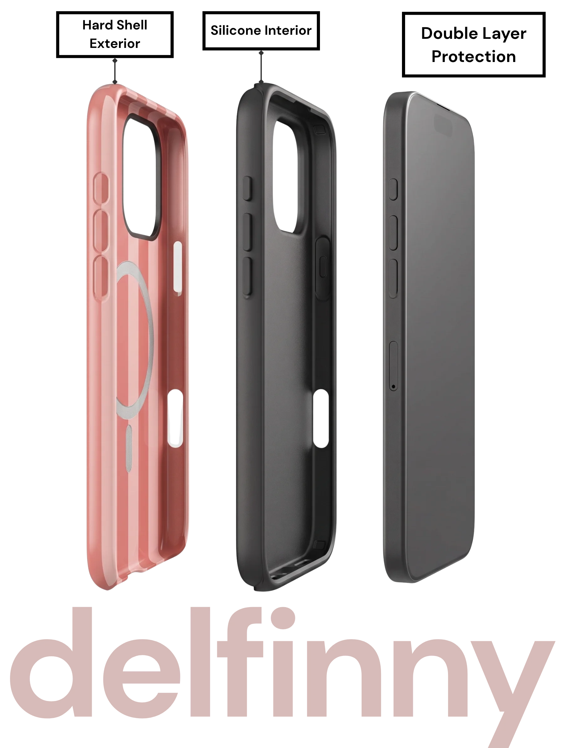 Striped Phone Case for iPhone 18 Series – MagSafe Compatible (Glossy Dusty Coral) product image (2)