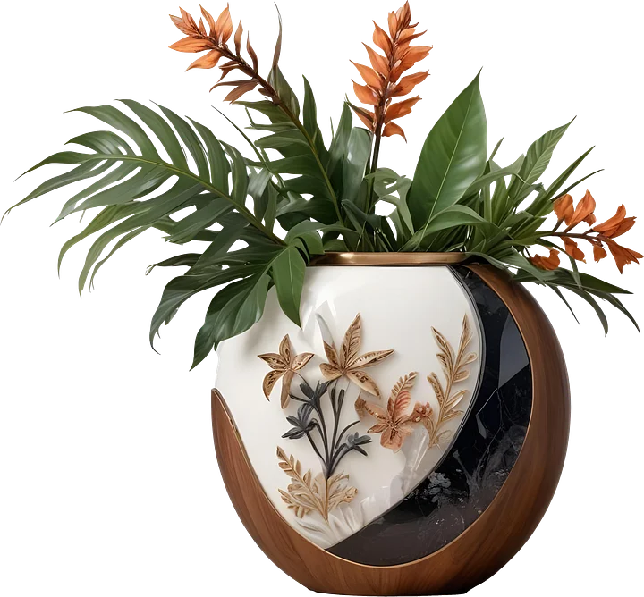 Dream of Eternity – Floral Art Deco Vase PNG product image (1)