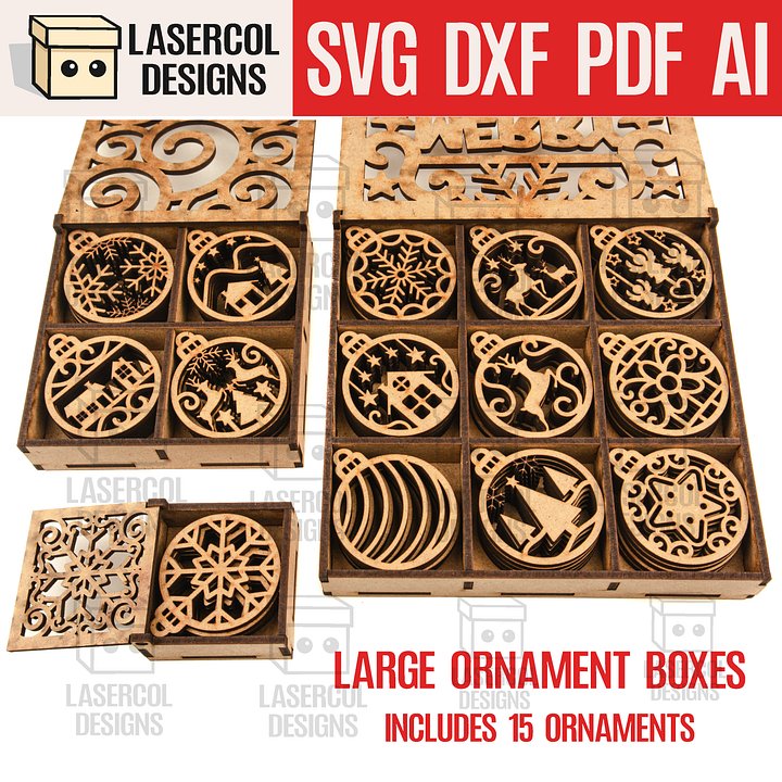 Large Ornaments Boxes - Laser Cut Files product image (1)