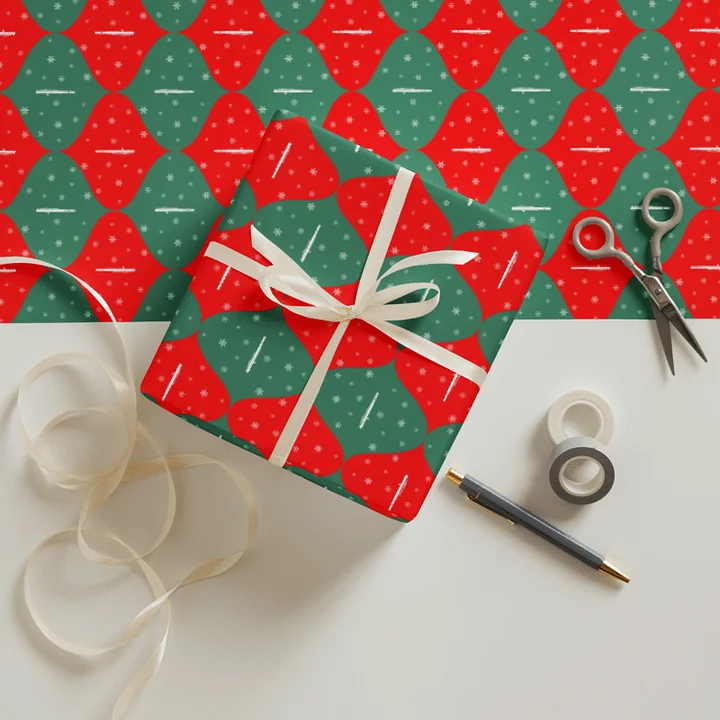 Ogee Gift Wrap Roll - Red and Green Piccolo - 30 x 72 product image (1)