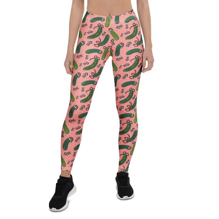 Christmas Pickles Pattern Leggings, Pink product image (2)