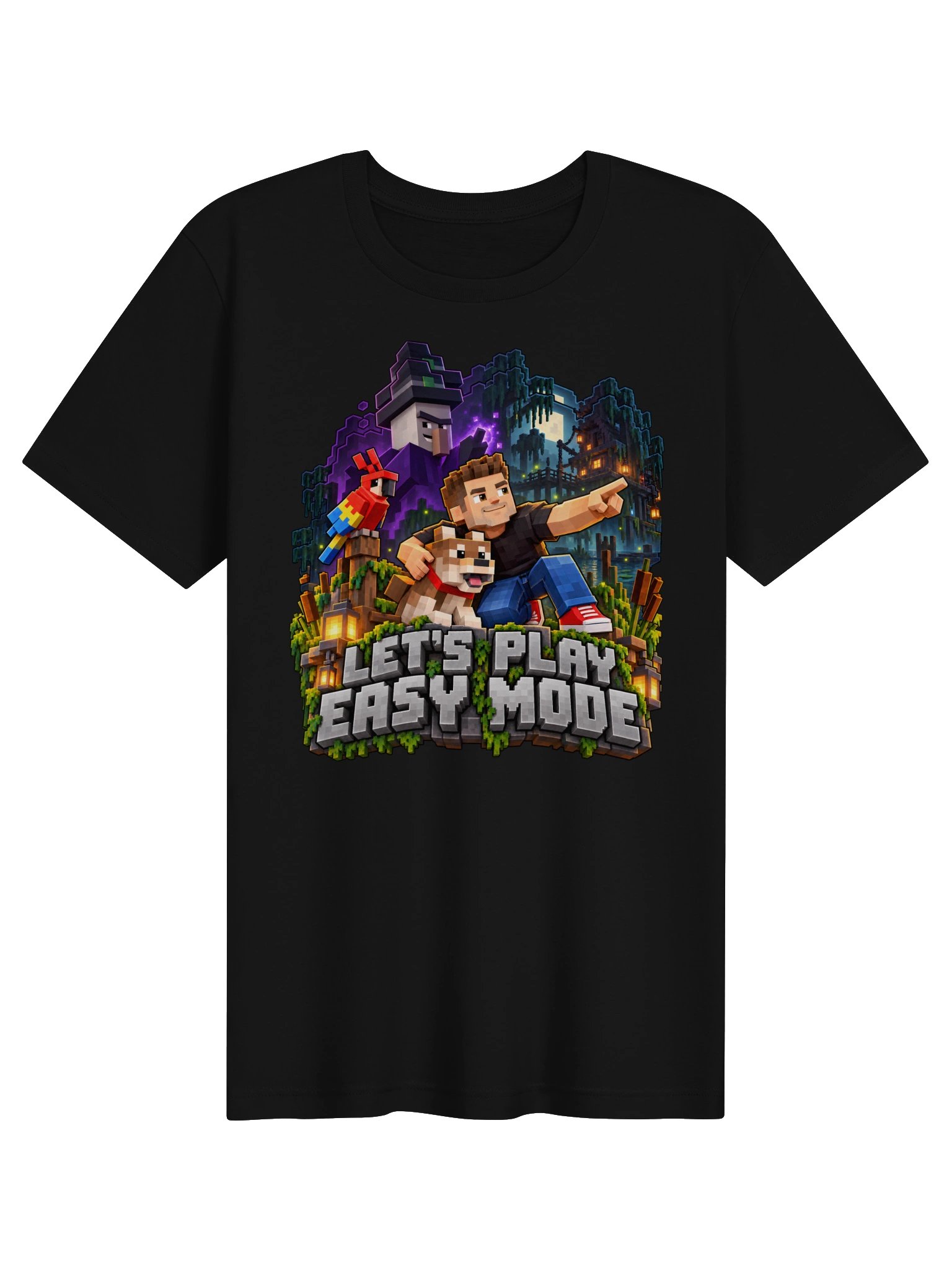 Let’s Play Easy Mode: Block World Adventure Tee - Black product image (1)