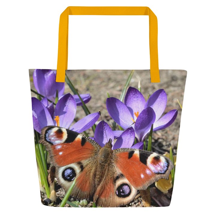 Large tote bag - Butterfly on crocus flowers product image (2)