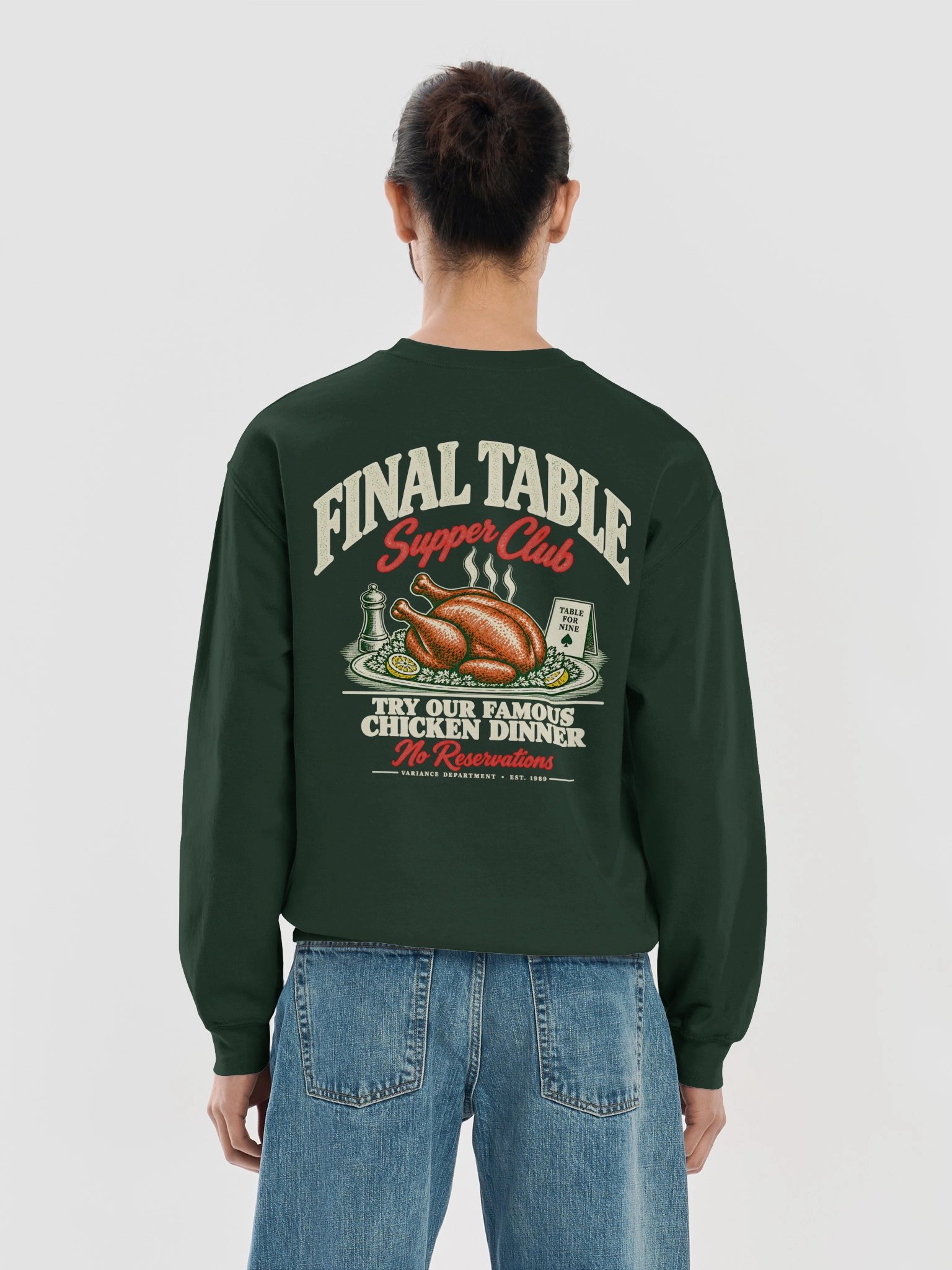 Final Table Supper Club Crewneck--Forest Green product image (6)