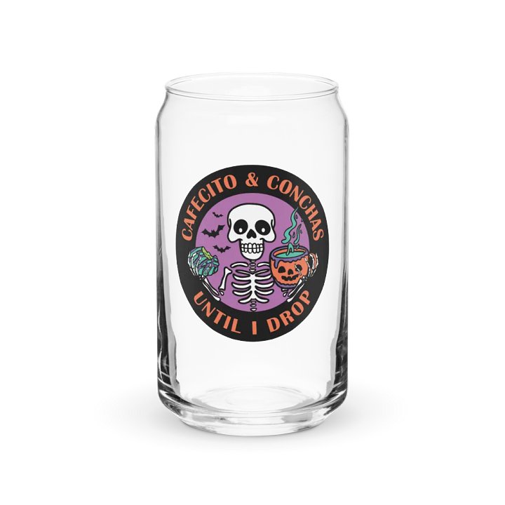 Cafecito and Conchas Halloween Skeleton 16oz Can-Shaped Drinking Glass product image (1)