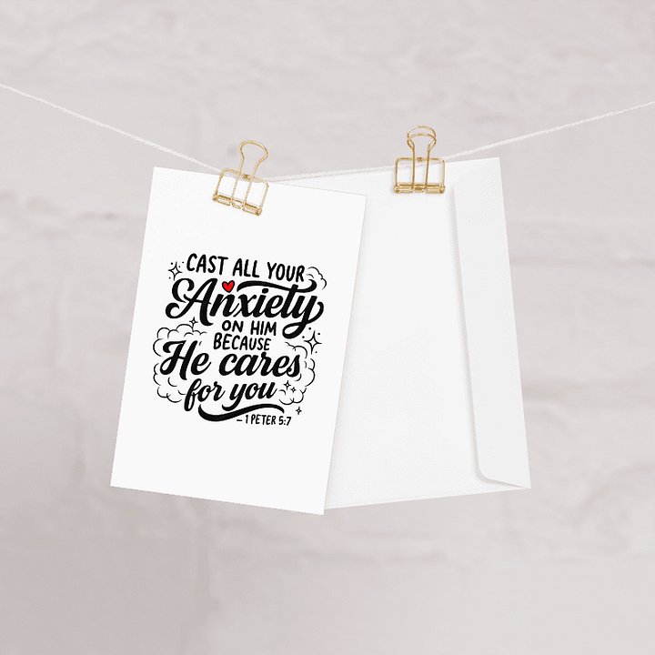 “Cast All Your Anxiety” Greeting Card — 1 Peter 5:7 product image (1)