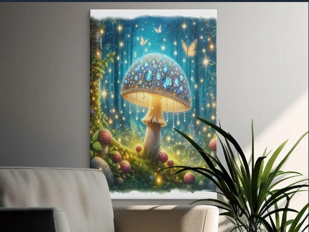 Mushroom wall art Mushroom poster Nature-inspired decor Forest-themed artwork Botanical mushroom print Cottagecore wall art Vibrant mushroom illustration Rustic nature decor Fungi-themed poster Mushroom art print Woodland-inspired decor Colorful mushroom design Nature lover wall art Eco-friendly home decor Unique mushroom artwork