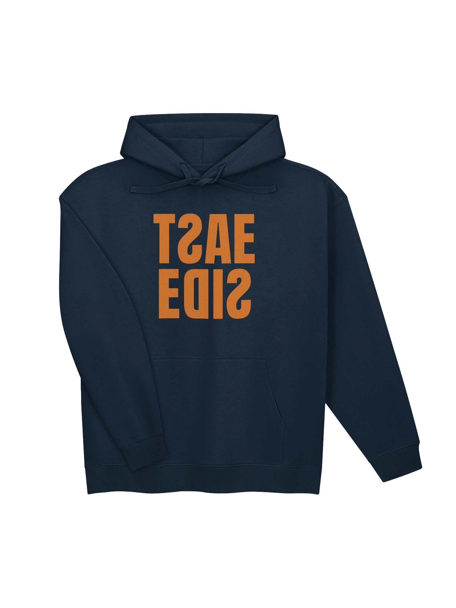 EAST SIDE REVERSE GRAPHIC NAVY BLUE AND ORANGE HOODIE product image (3)