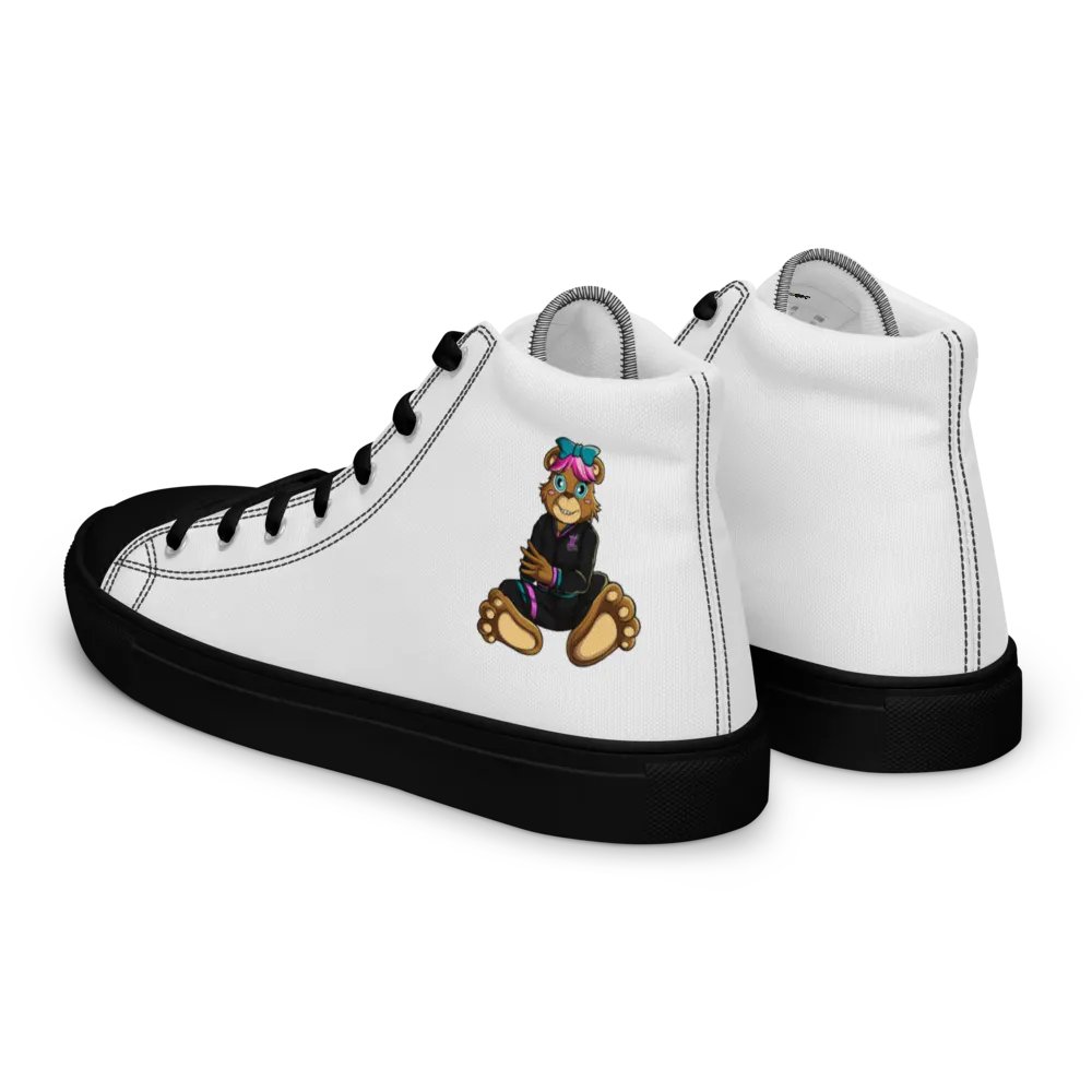 Sitting Girl Bear Women's High Top Canvas Shoes product image (3)