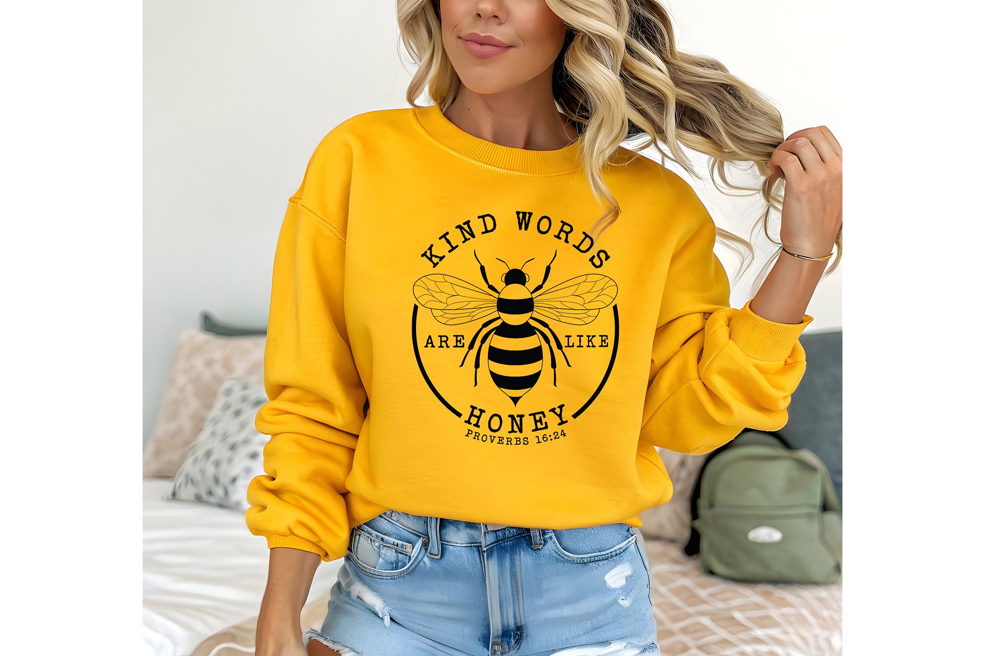 Proverbs 16:24 Bee Kind Crewneck Sweatshirt product image (13)
